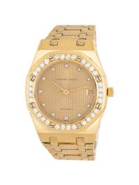 AUDEMARS PIGUET, REF. 4100 BA 18K YELLOW GOLD AND DIAMOND 'ROYAL OAK' WATCH
