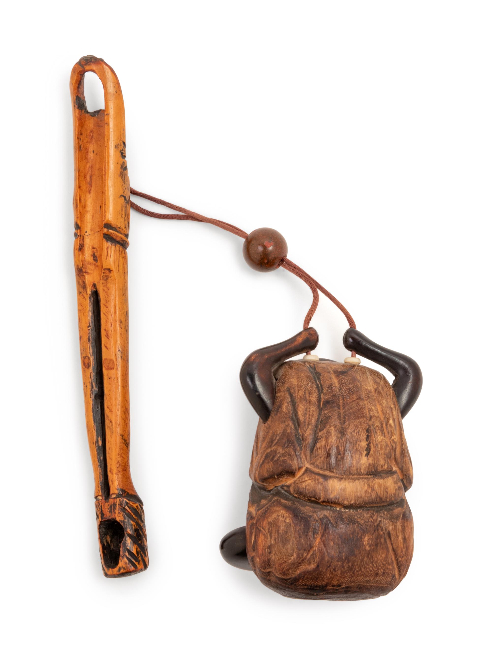 A Wood Figural-Form Inro