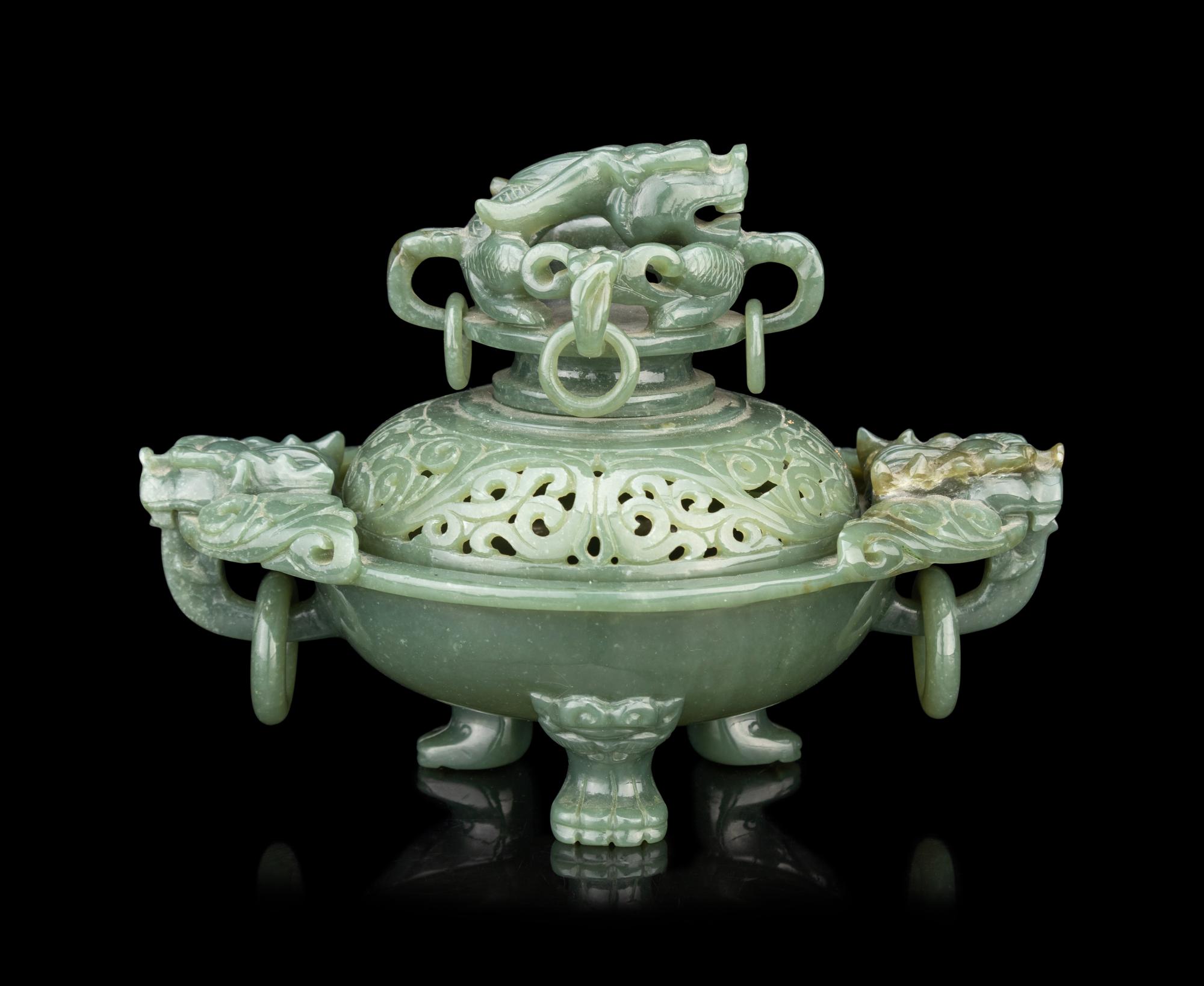 A Carved Chinese Hardstone Incense Burner