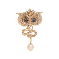 EVELYN CLOTHIER, CONVERTIBLE COLORED DIAMOND, SAPPHIRE AND CULTURED PEARL PENDANT/BROOCH