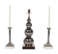 A Pair of Silver-Plate Candlestick Lamps