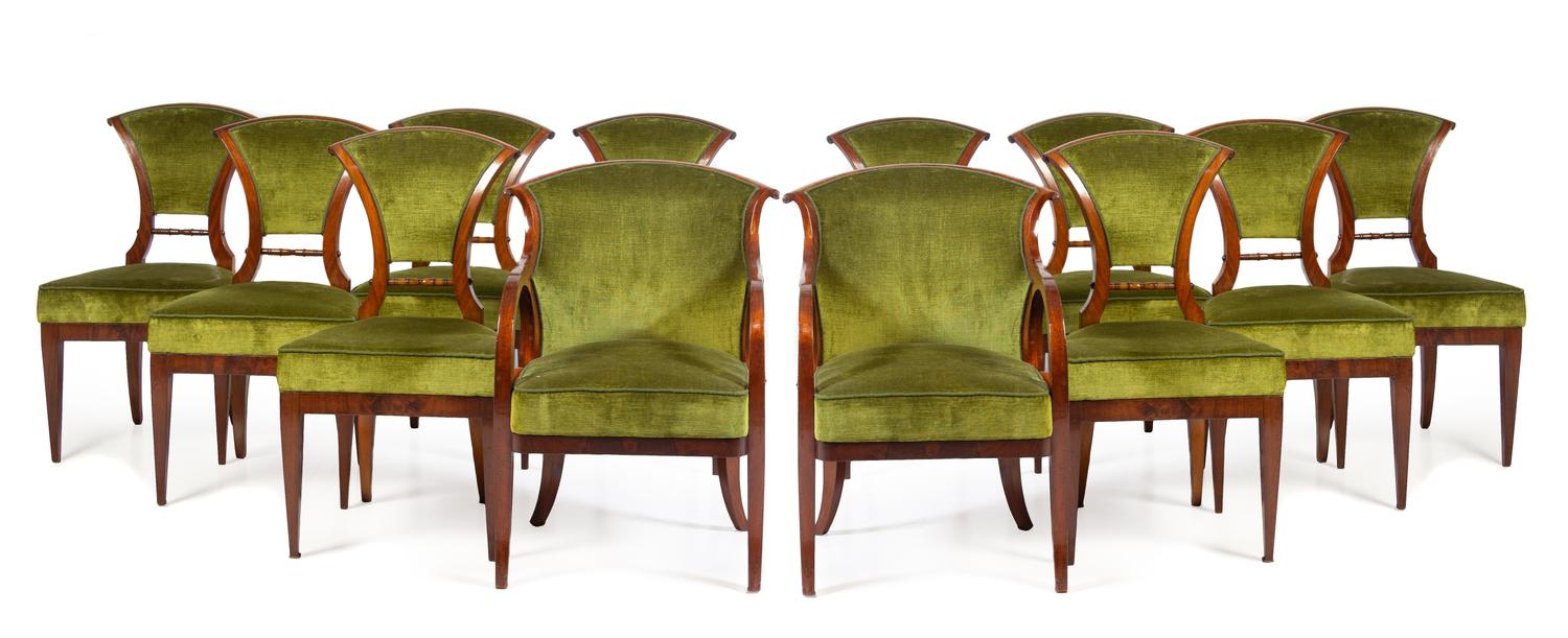 A Set of Twelve Viennese Mahogany Dining Chairs Height of side chair 35 inches. — CIRCA 1830