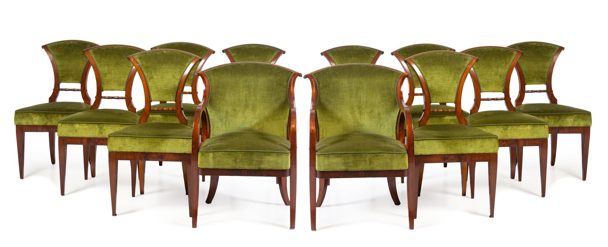 A Set of Twelve Viennese Mahogany Dining Chairs Height of side chair 35 inches. — CIRCA 1830