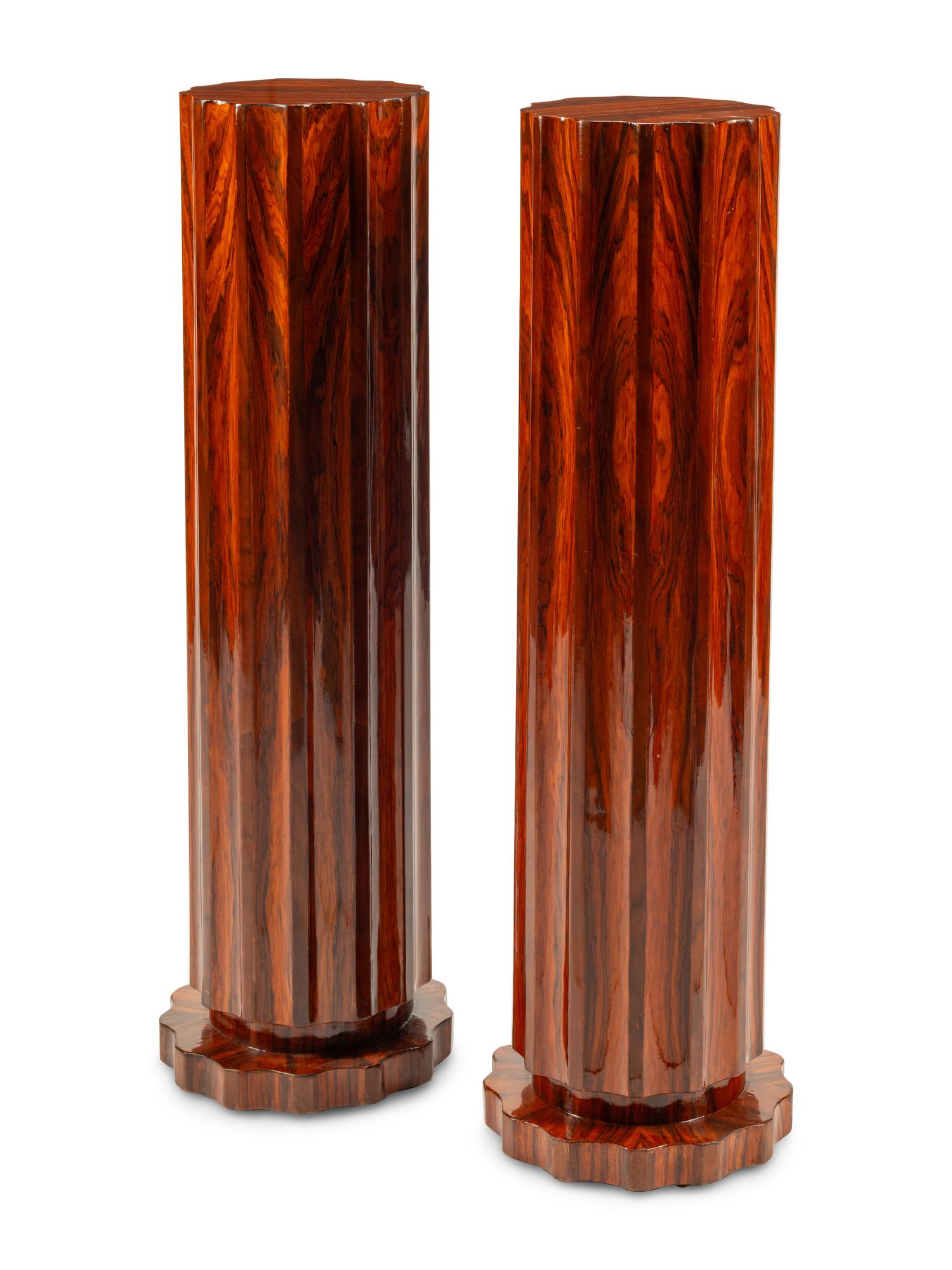 A Pair of Continental Rosewood Veneered Pedestals