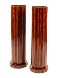 A Pair of Continental Rosewood Veneered Pedestals