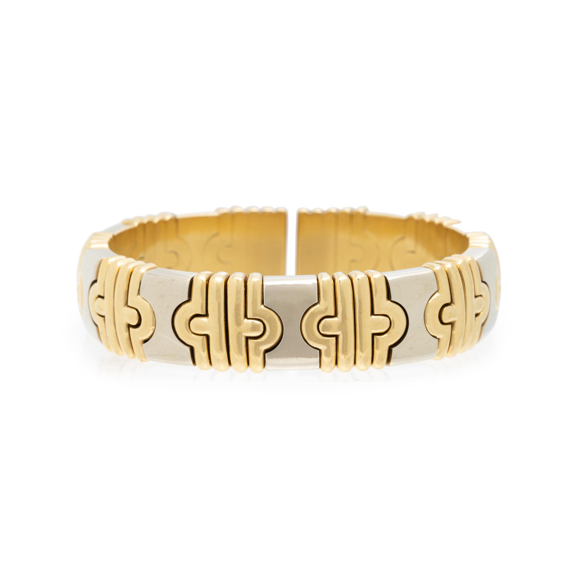 YELLOW GOLD AND STEEL CUFF BRACELET