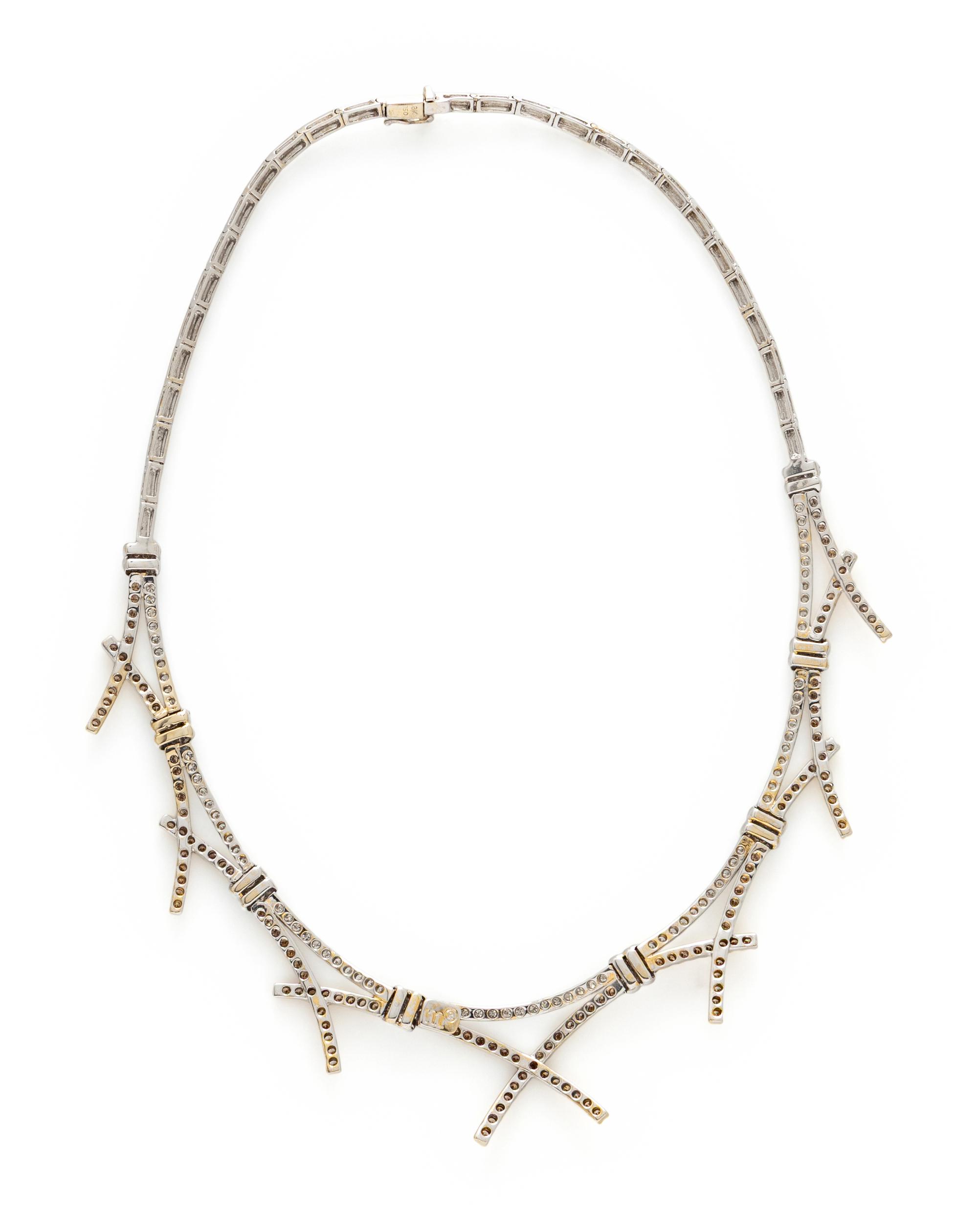 COLORED DIAMOND, DIAMOND, AND WHITE GOLD NECKLACE