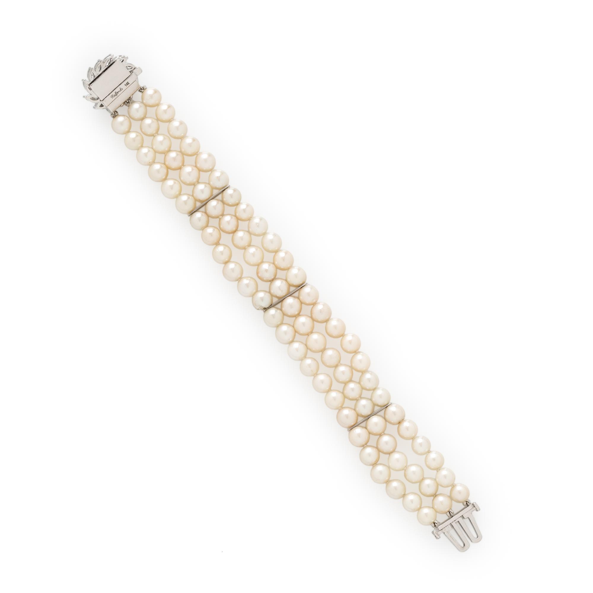 CULTURED PEARL, SYNTHETIC SAPPHIRE, AND DIAMOND BRACELET
