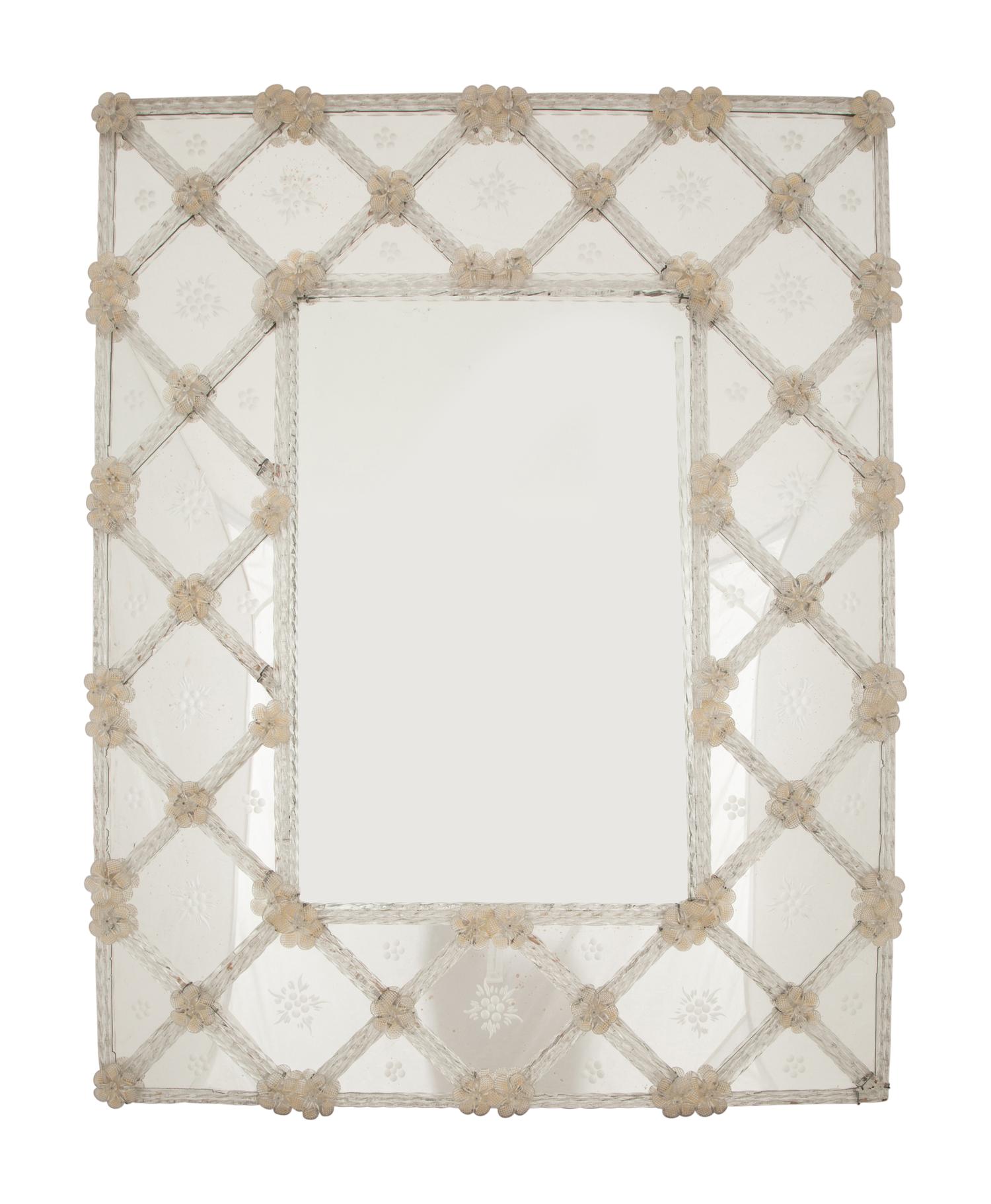 A Murano Glass Lattice Mirror