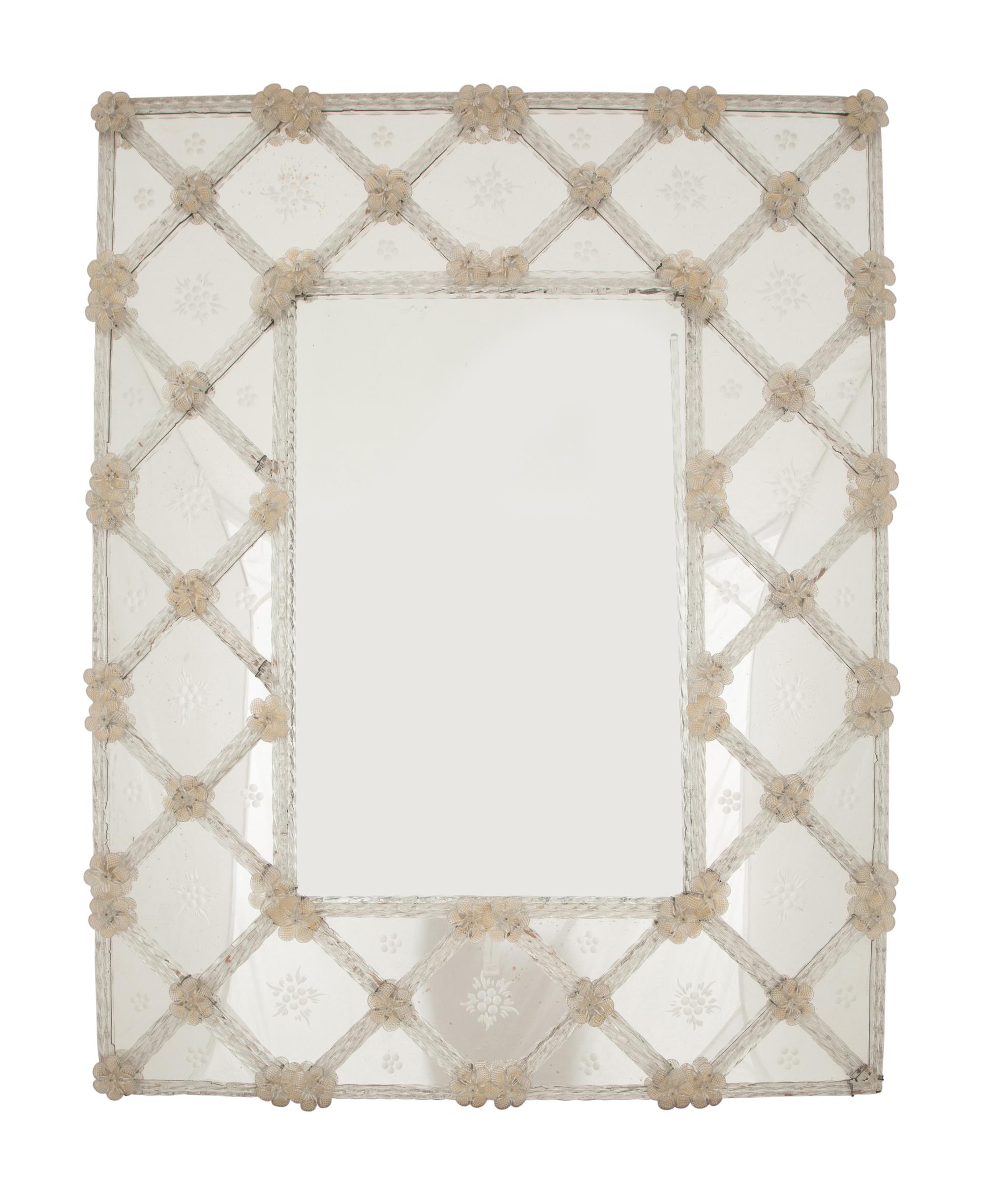 A Murano Glass Lattice Mirror