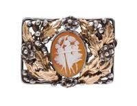 A Sterling Silver, Gold Filled and Cameo Brooch, Hobe, 9.50 dwts.