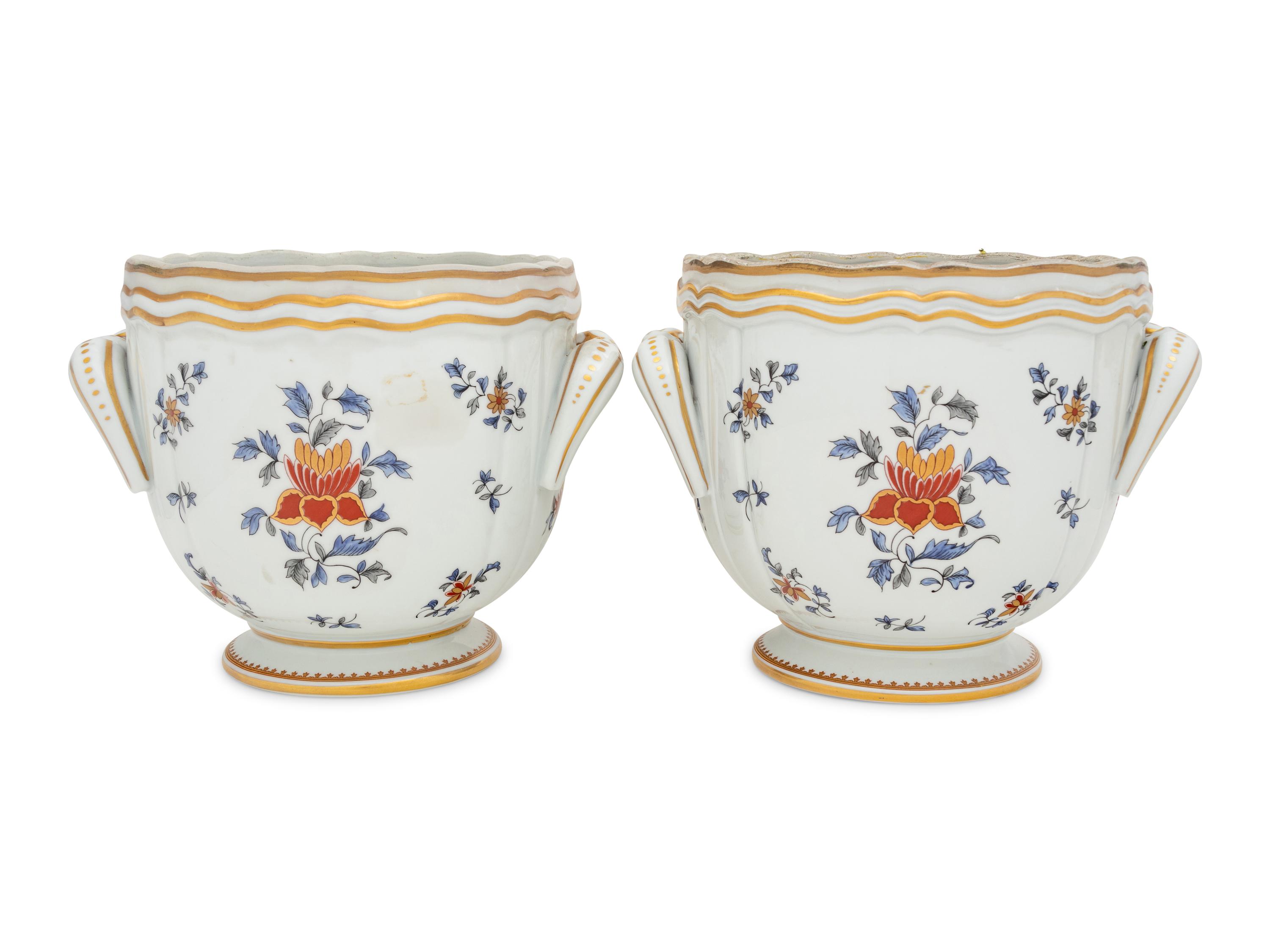 A Pair of French Porcelain Cache Pots