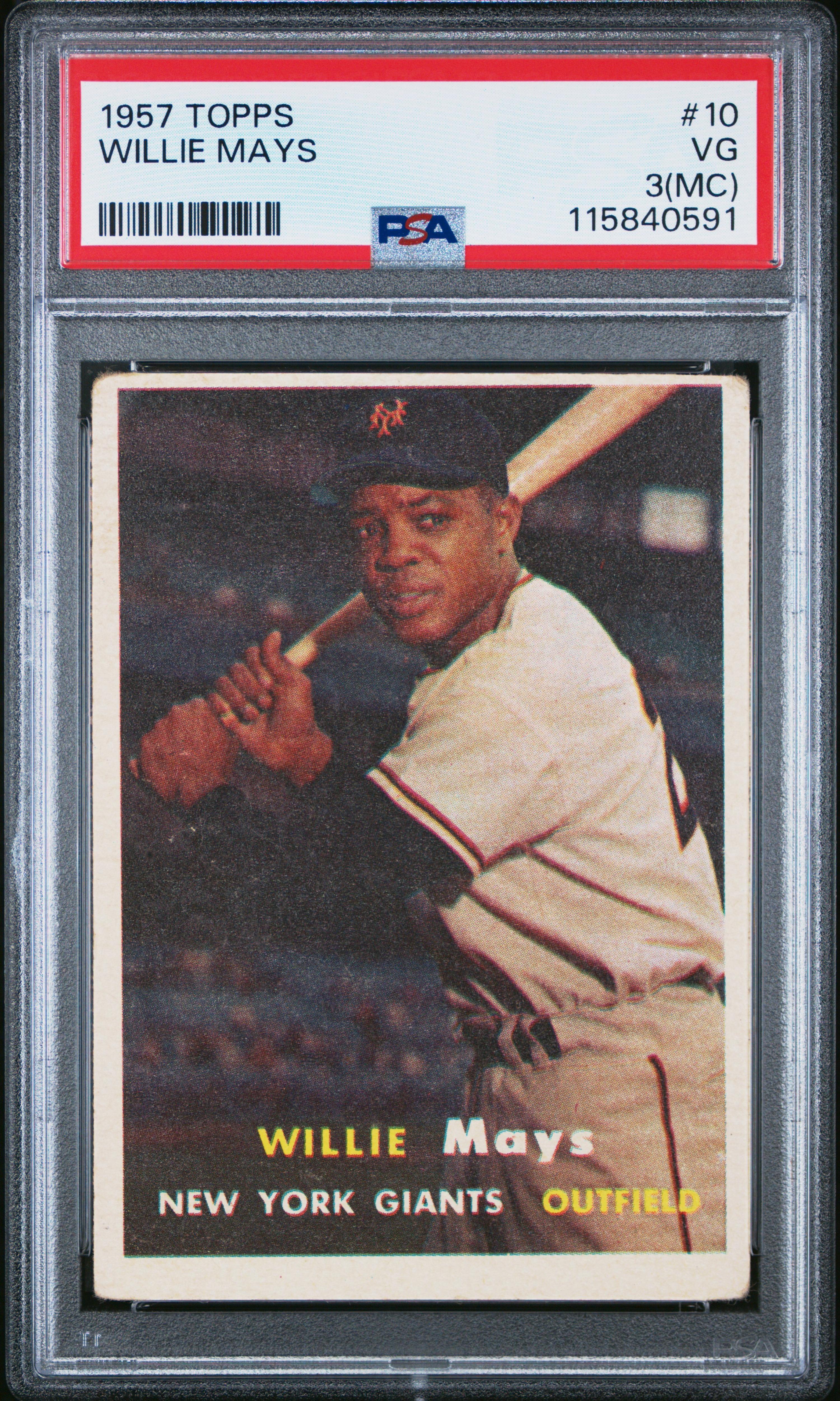 A 1957 Topps Willie Mays Baseball Card No. 10 (PSA 3 MC)