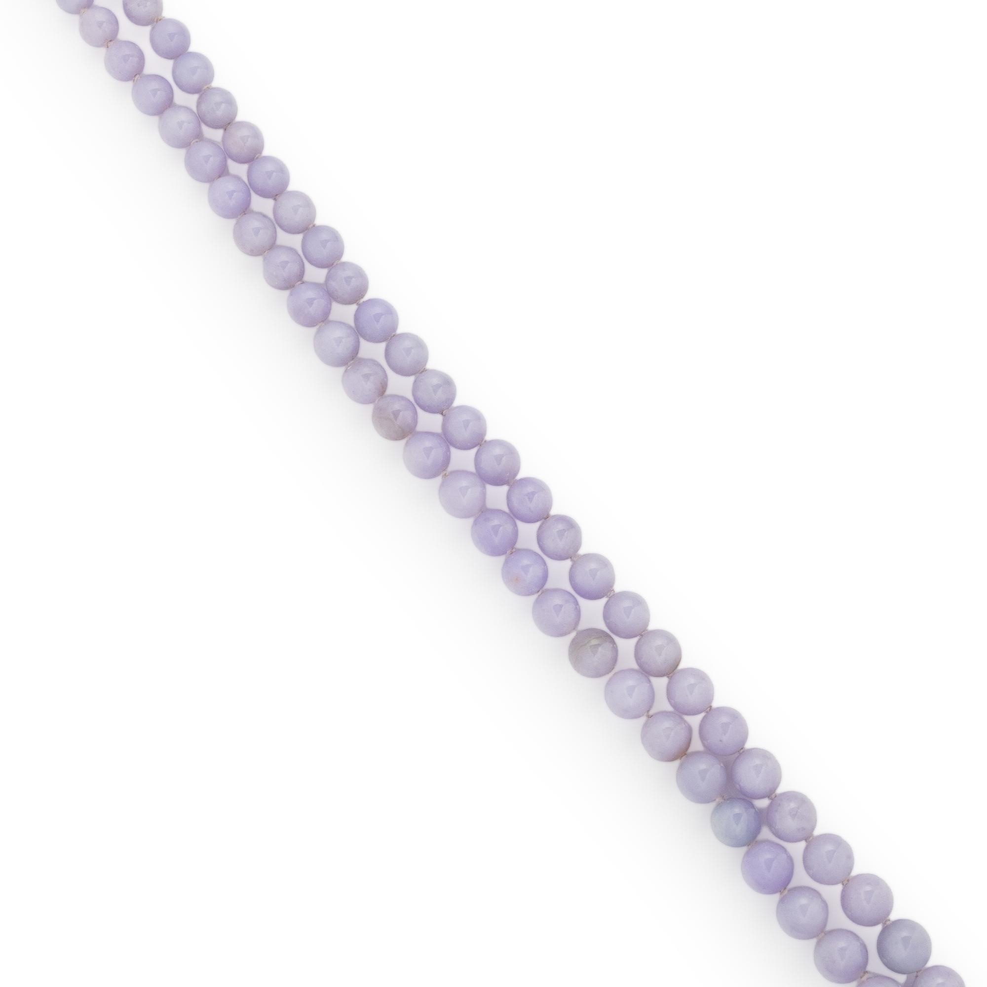 GUMP'S, LAVENDER JADE BEAD NECKLACE