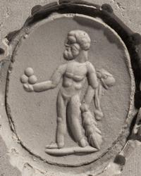 A Roman Red Jasper Ring Stone with the Demigod Hercules and the Apples of the Hesperides — Set in a gold ring