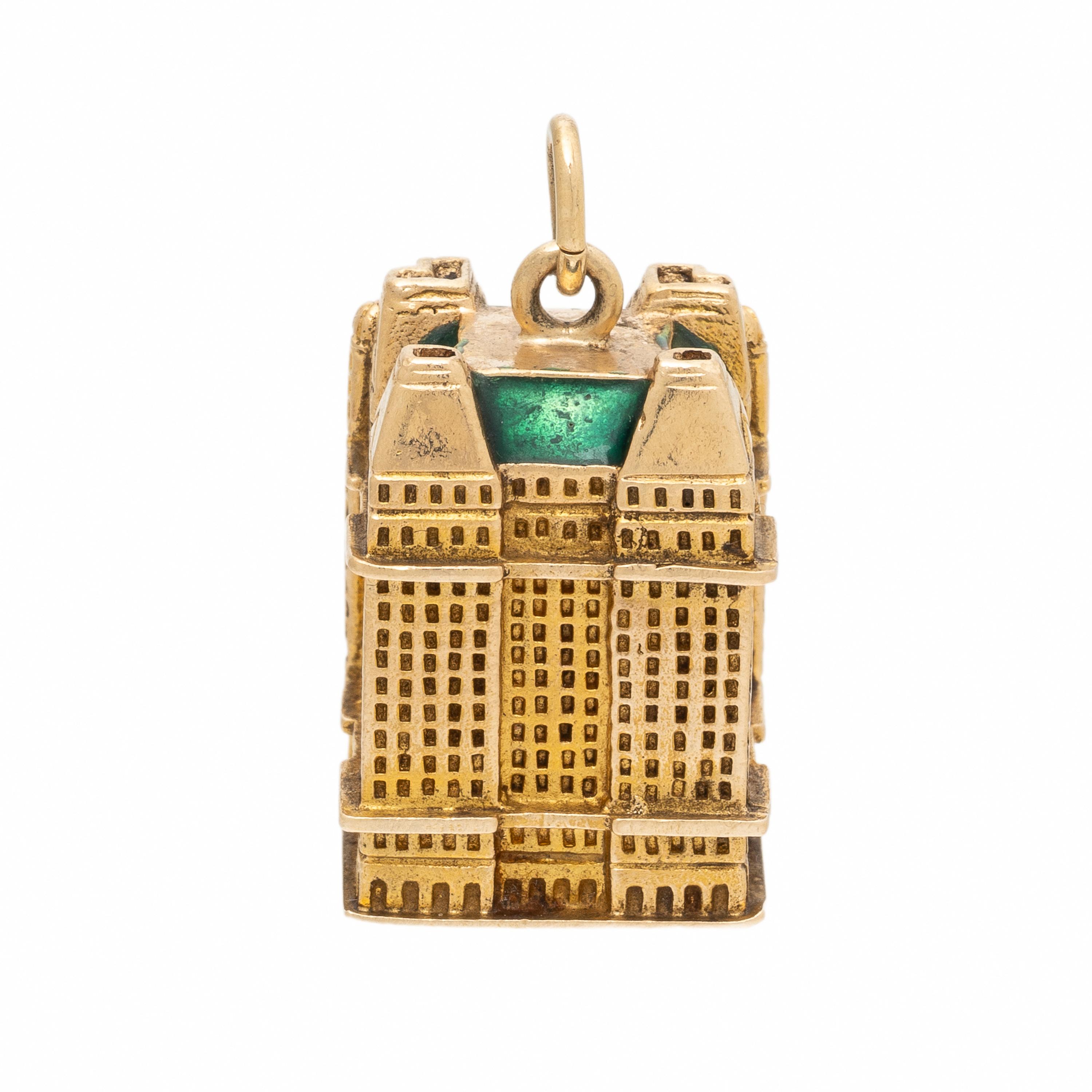 Yellow Gold and Enamel Plaza Hotel Charm