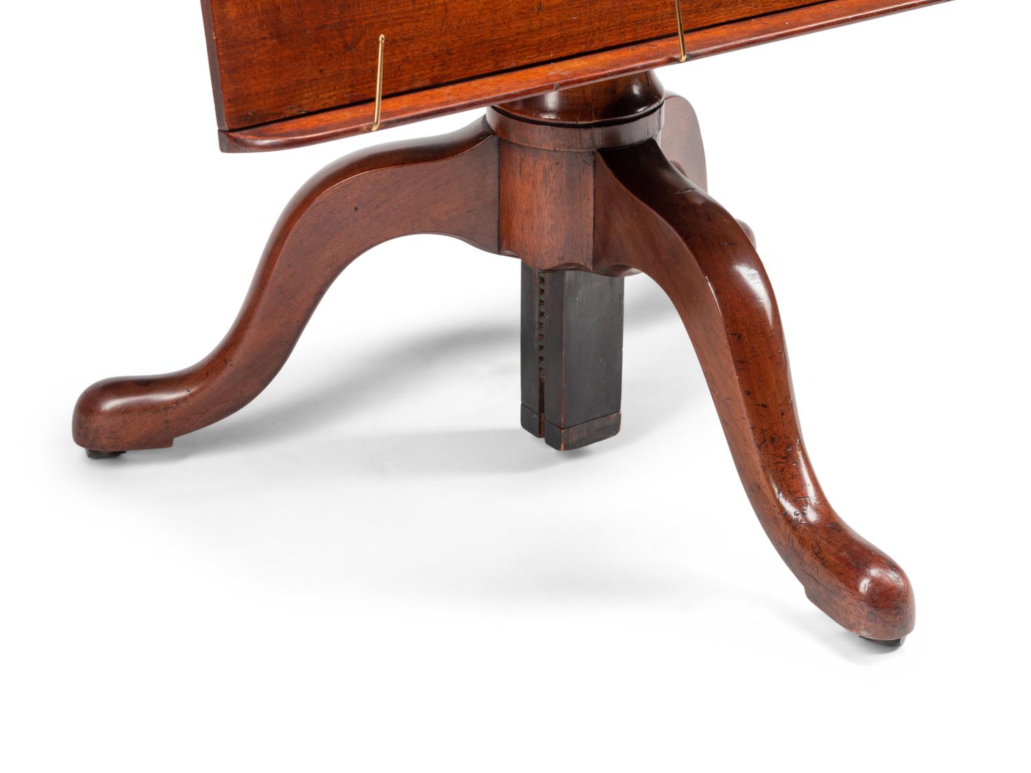A George III Mahogany Drop-Leaf Telescoping Quartet Stand with Brass Candle Arms