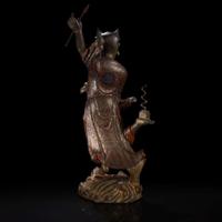 A large Chinese gilt and lacquered bronze figure of "Kui Xing" 铜鎏金魁星 19th century or earlier ???????