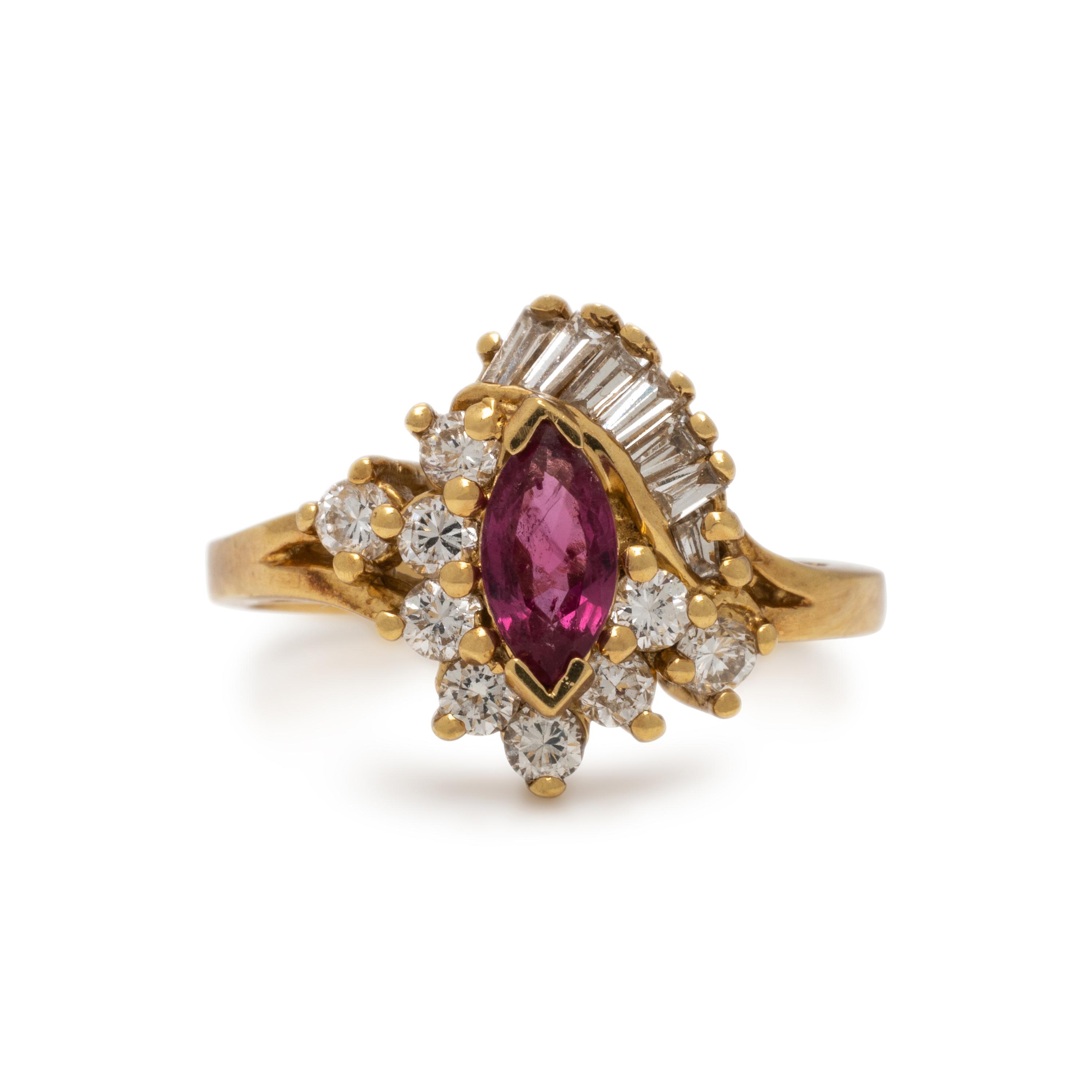 Ruby, Diamond, and Yellow Gold Ring