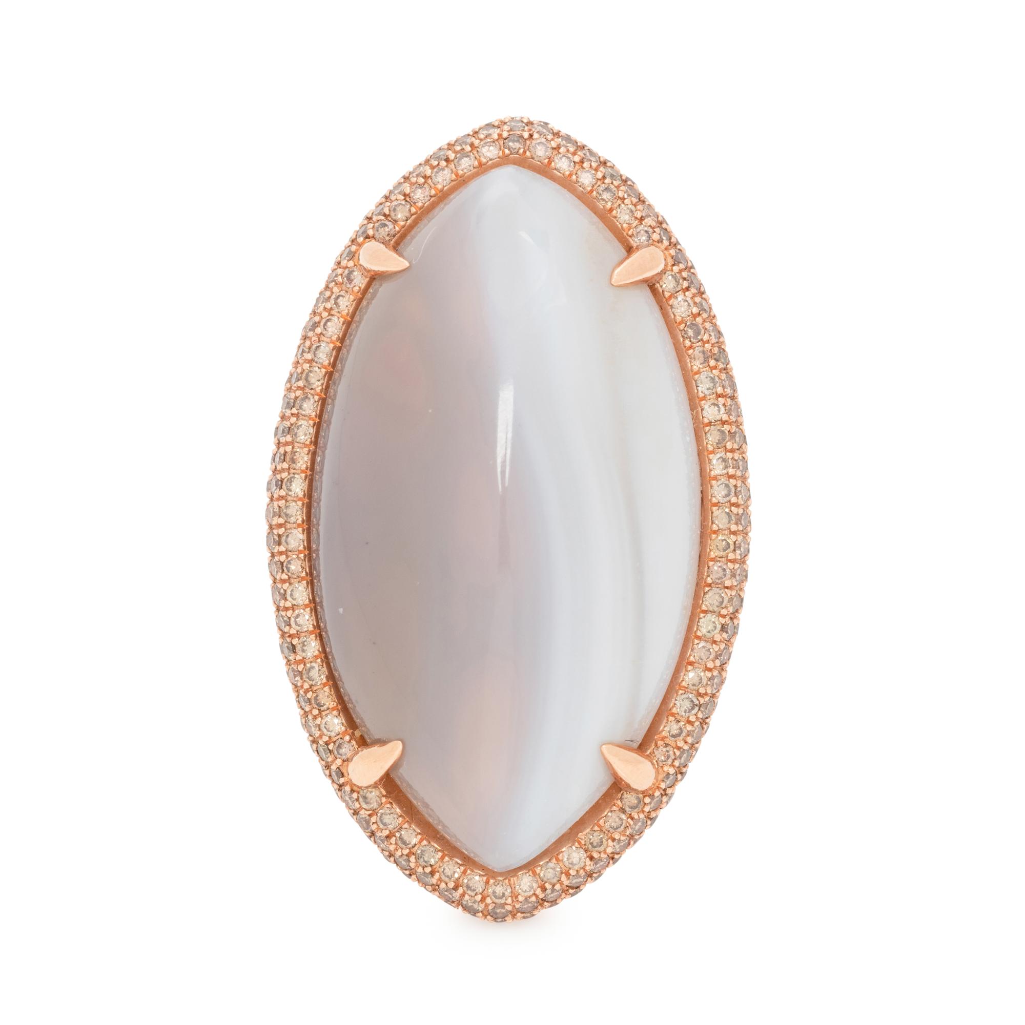 AGATE AND DIAMOND RING