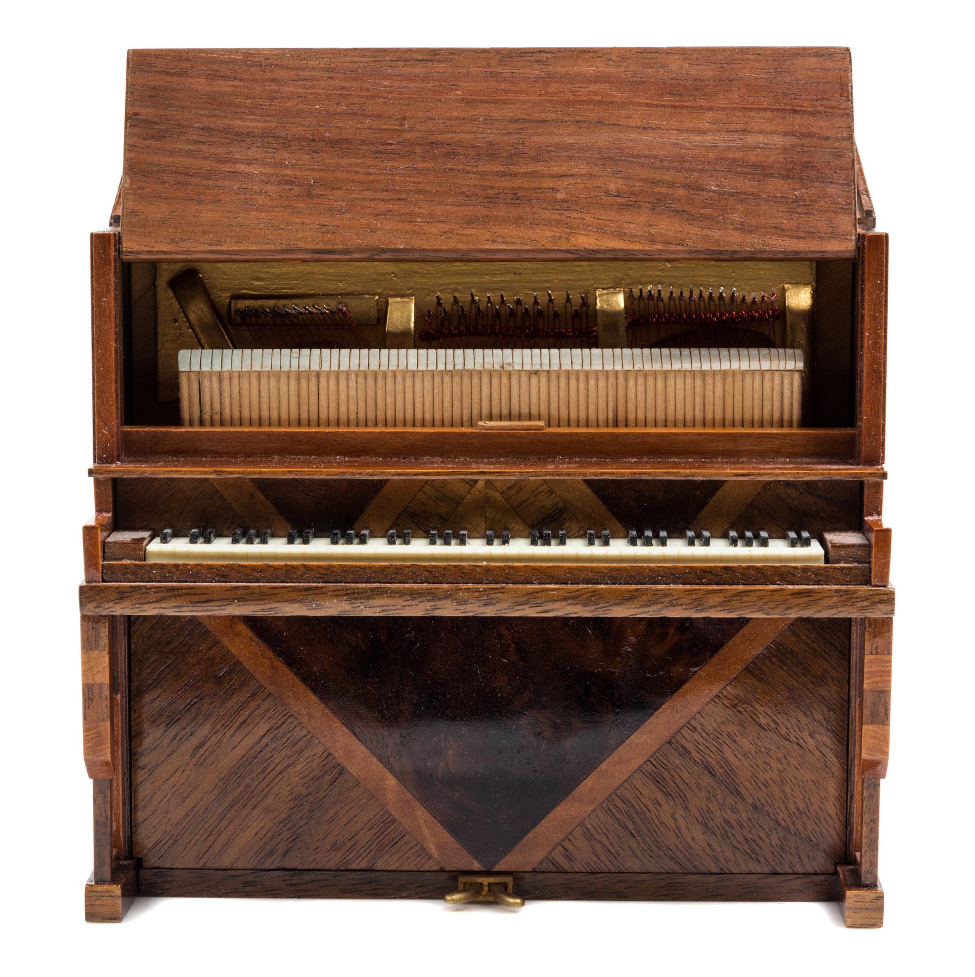 A Parquetry Upright Piano Height 4 3/8 x width 5 1/4 x depth 2 3/8 inches. — John Masterman