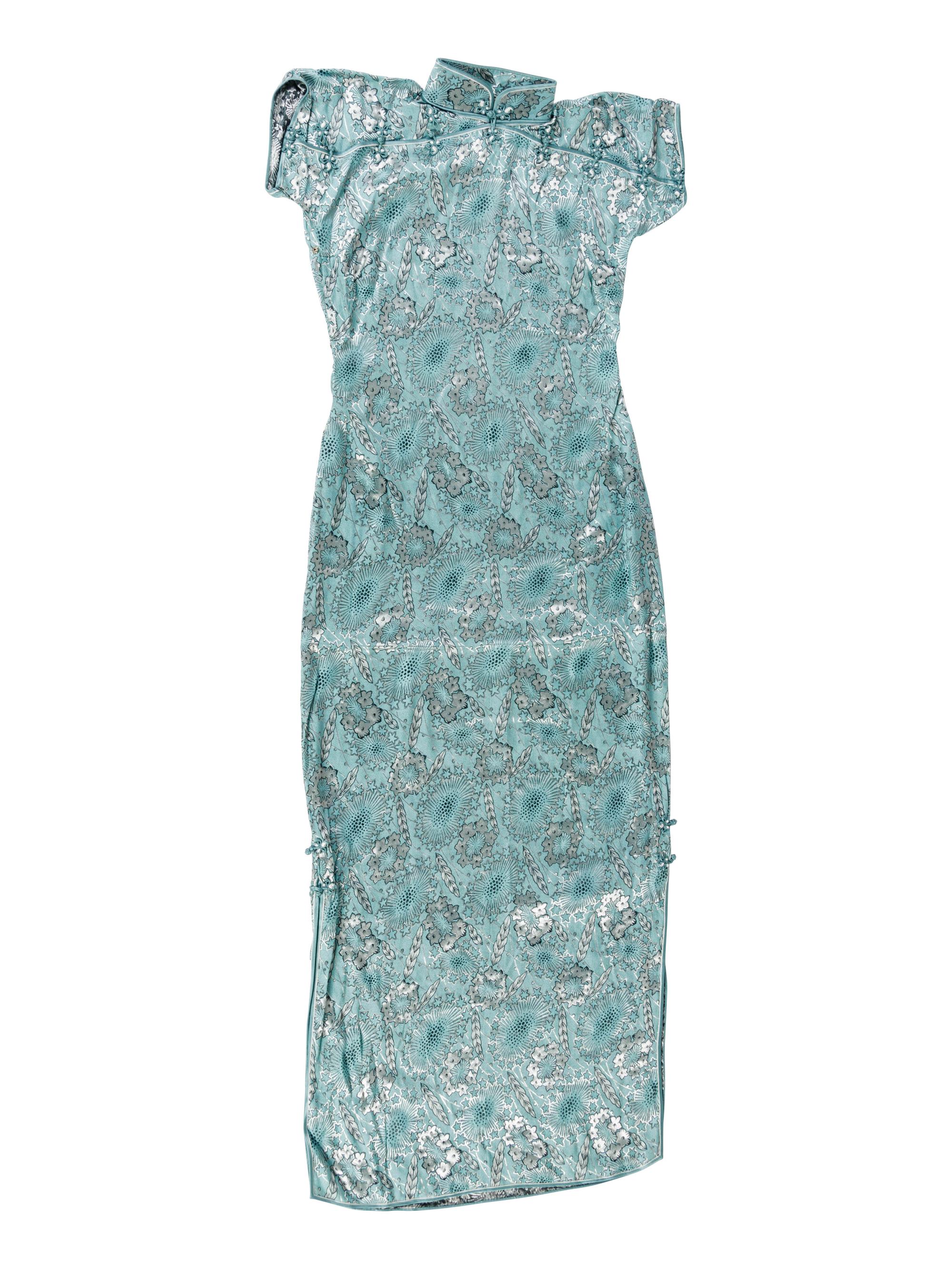 Four Chinese Silk Lady's Full Length Cheongsams, Qipao