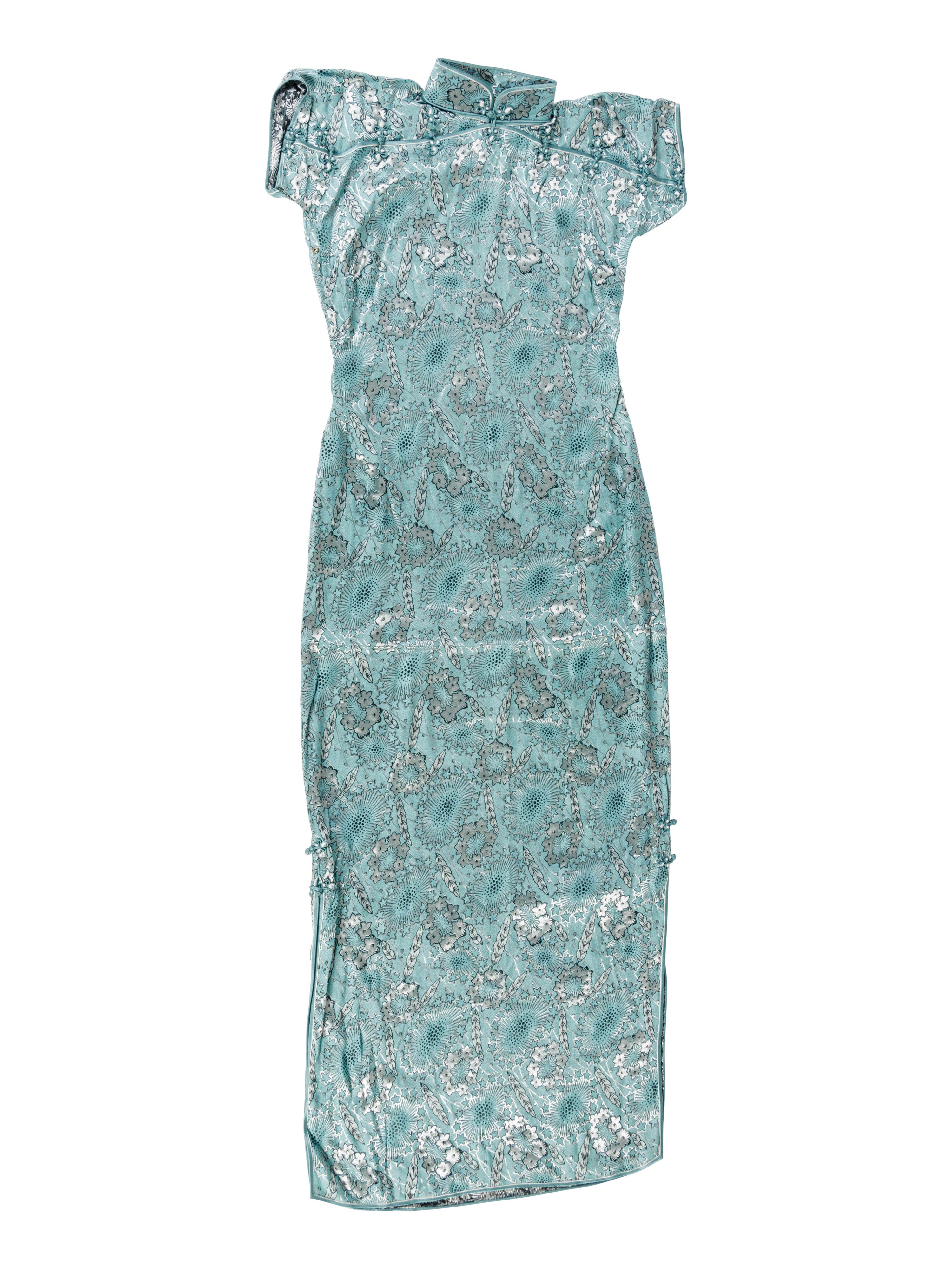 Four Chinese Silk Lady's Full Length Cheongsams, Qipao