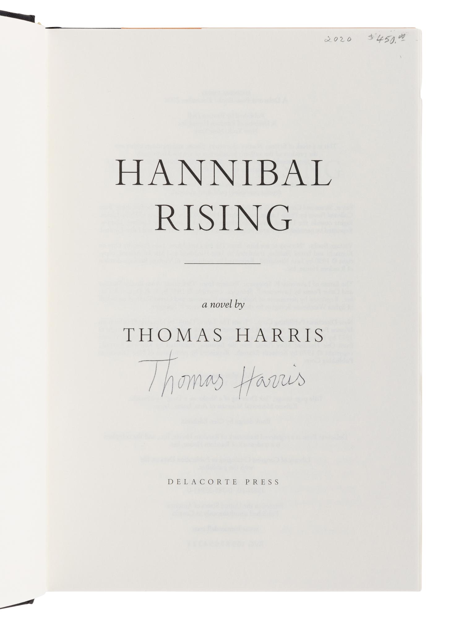 HARRIS, Thomas (b. 1940). A group of 4 novels by Harris from the Dr. Hannibal Lecter series, comprising: