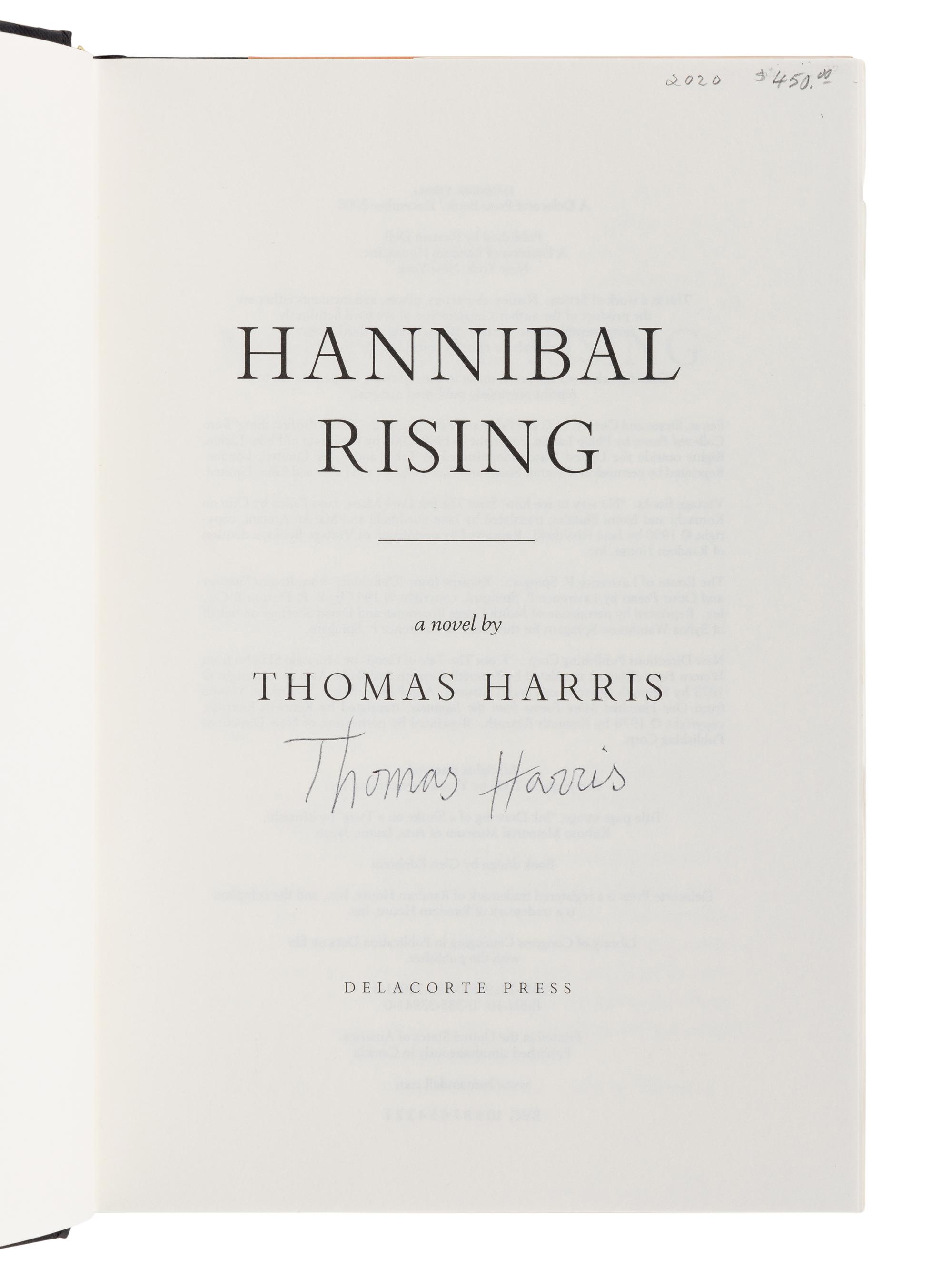 HARRIS, Thomas (b. 1940). A group of 4 novels by Harris from the Dr. Hannibal Lecter series, comprising: