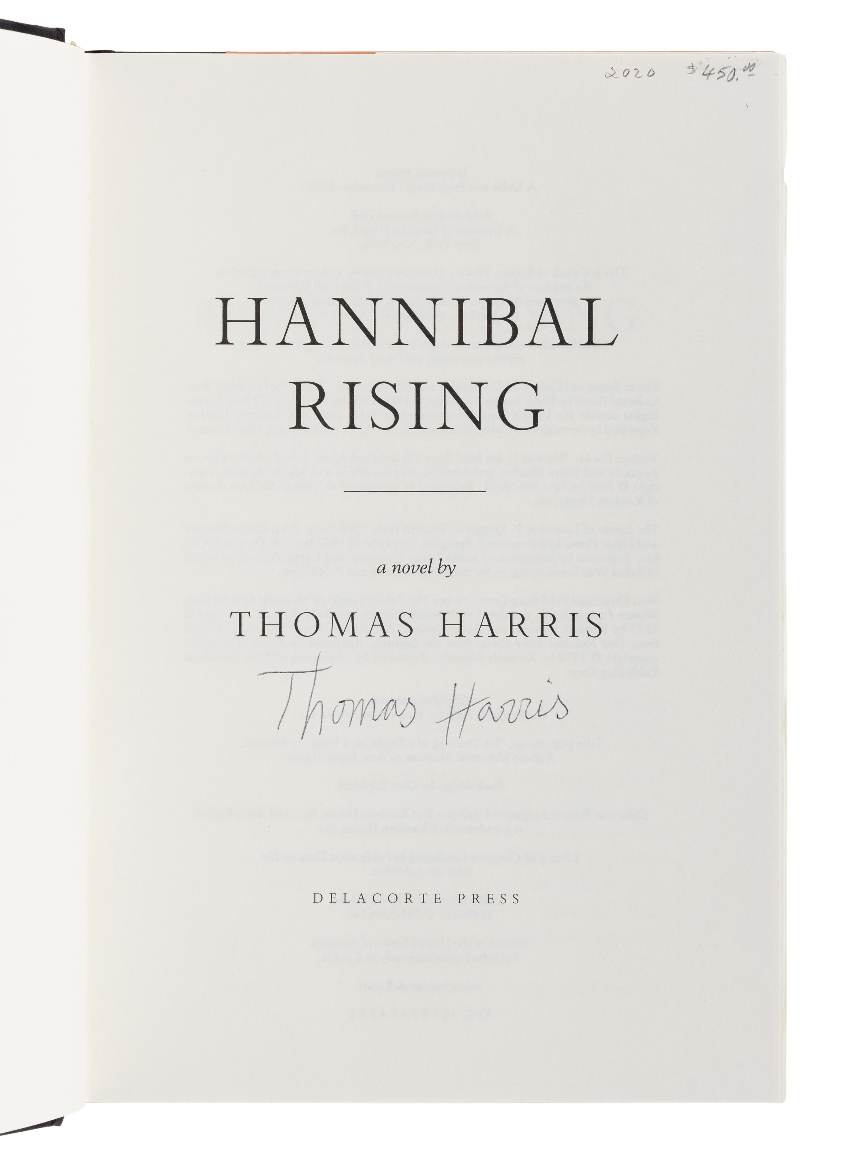 HARRIS, Thomas (b. 1940). A group of 4 novels by Harris from the Dr. Hannibal Lecter series, comprising: