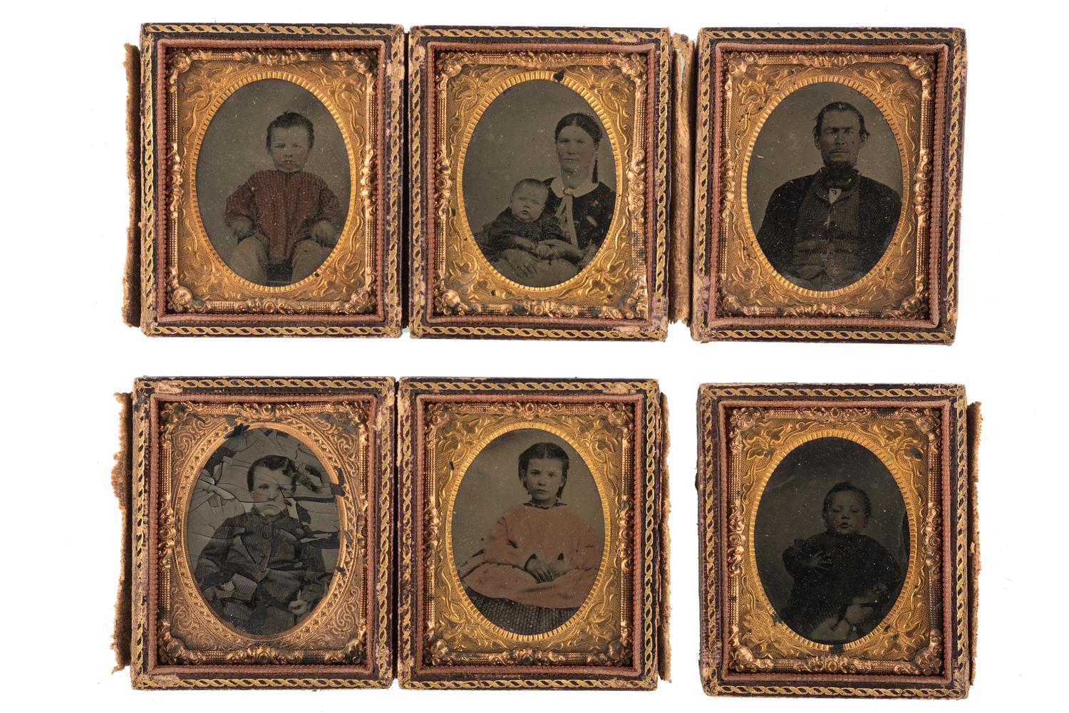 [EARLY PHOTOGRAPHY]. Family photographs, a group of images, prints, and rare ninth plate "Family Case" containing portraits of family members.