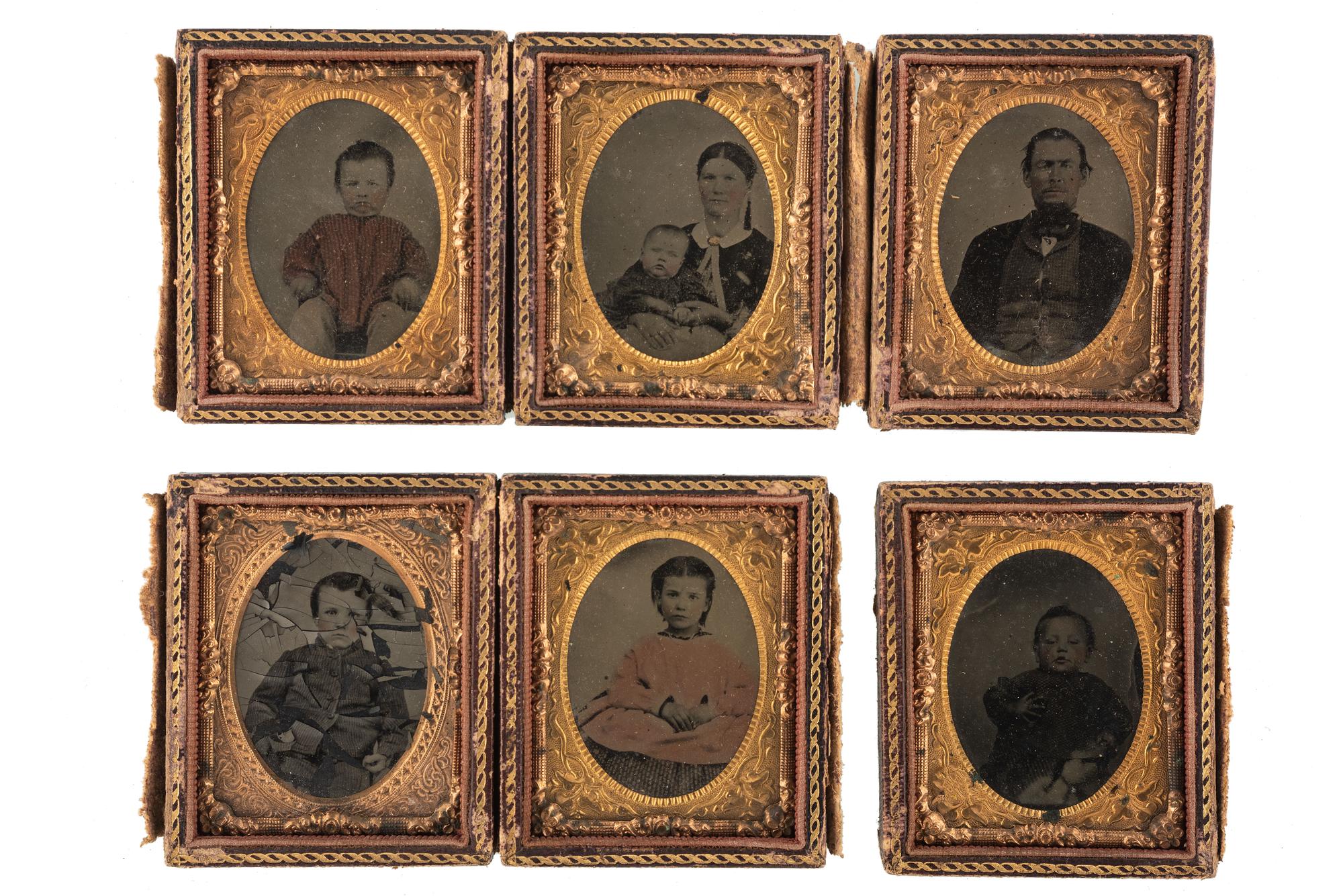 [EARLY PHOTOGRAPHY]. Family photographs, a group of images, prints, and rare ninth plate "Family Case" containing portraits of family members.