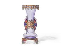 A French enameled and gilded metal-mounted amethyst glass vase, late 19th century