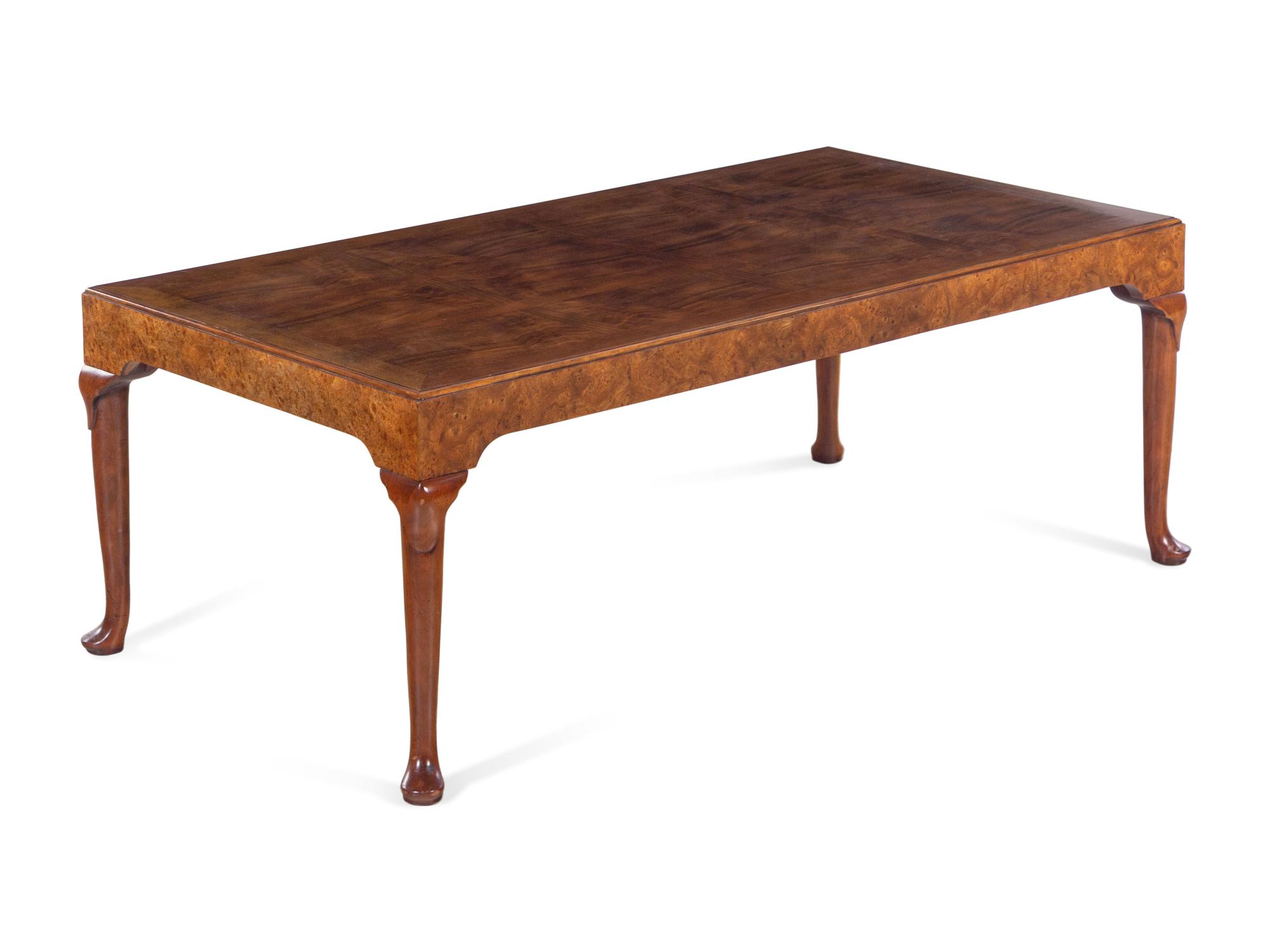 A Queen Anne Style Burlwood Low Table