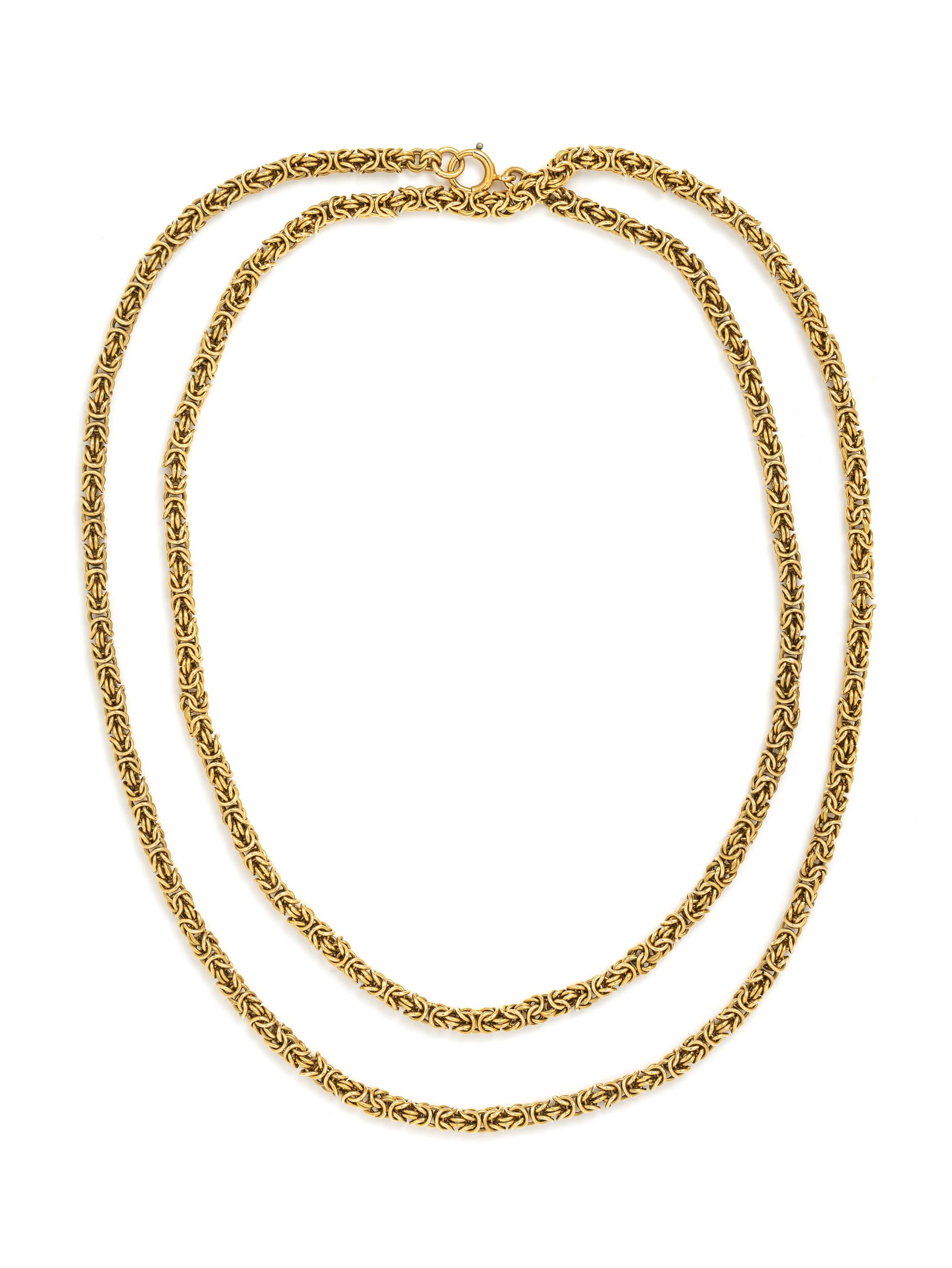 YELLOW GOLD BYZANTINE CHAIN NECKLACE