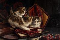 Kittens in a Basket and Kittens at the Mirror (a pair of works)