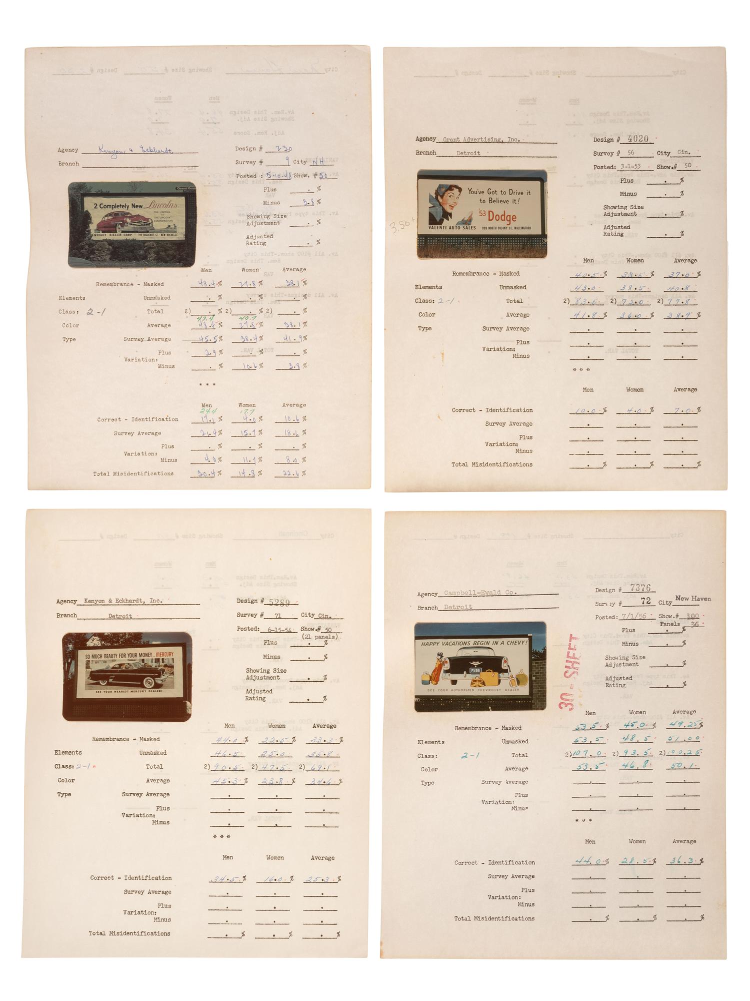 [ADVERTISING]. Extensive collection of outdoor advertising survey reports and historical billboard images from the "Golden Age of Advertising."