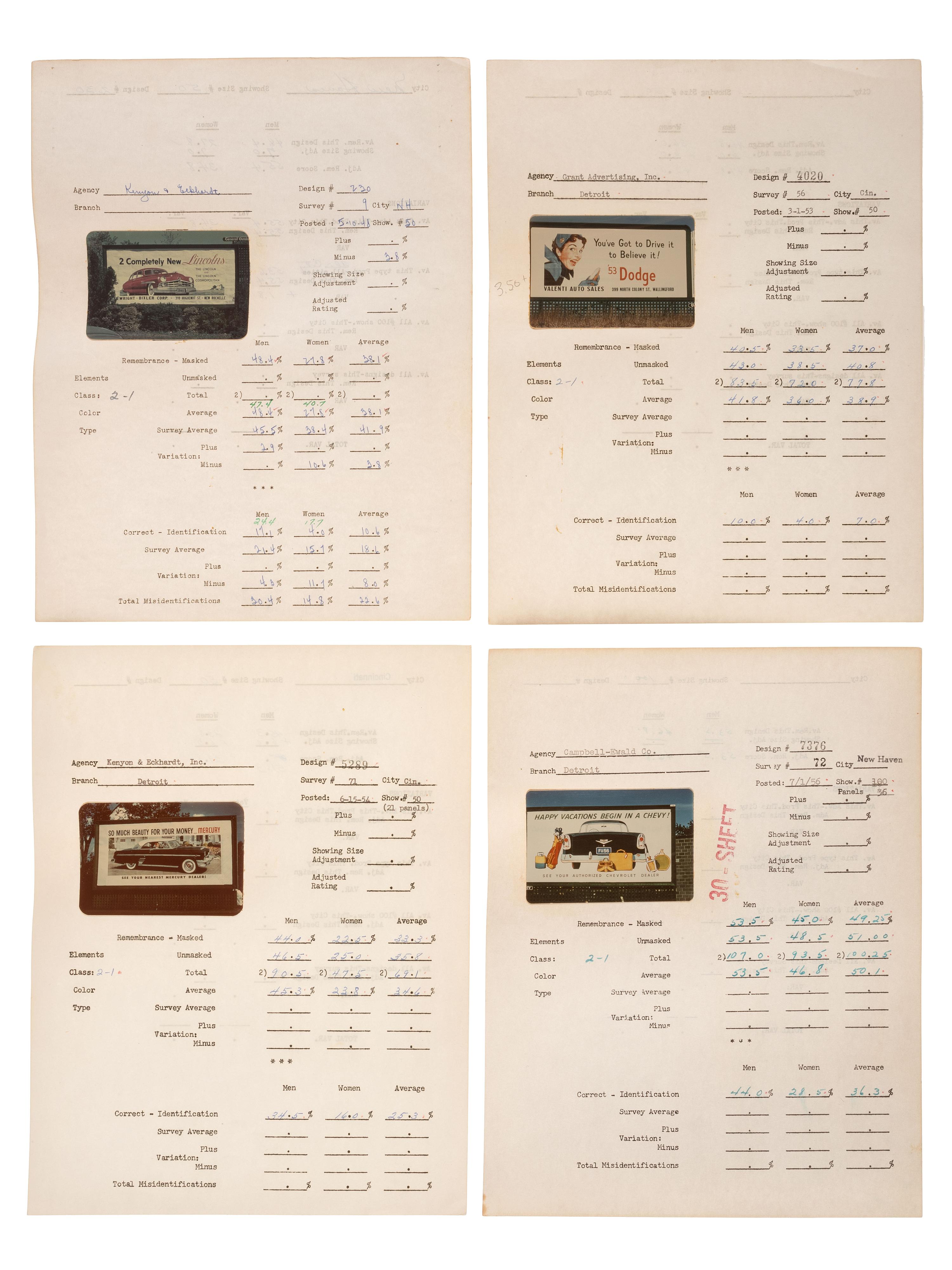 [ADVERTISING]. Extensive collection of outdoor advertising survey reports and historical billboard images from the "Golden Age of Advertising."