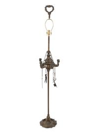 A Grand Tour Style Bronze Oil Lamp — 19TH CENTURY