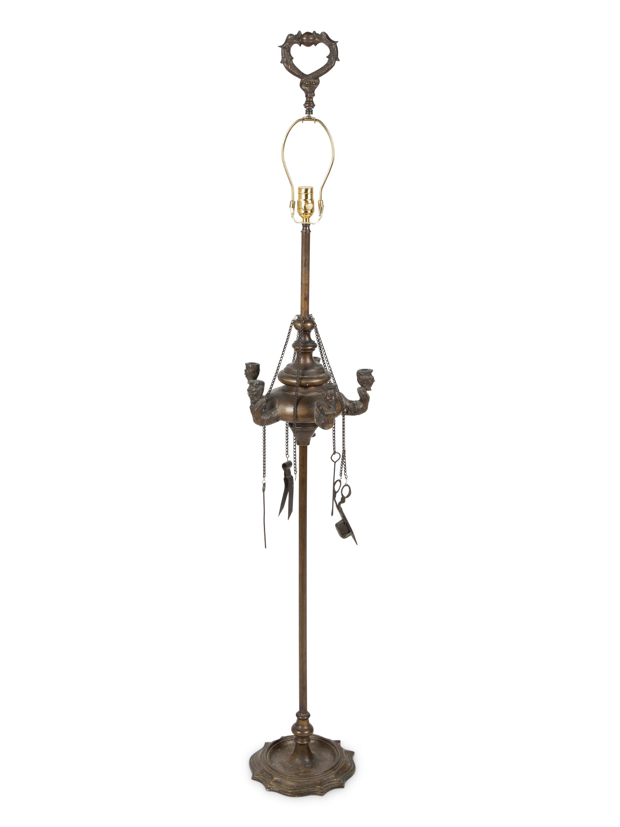 A Grand Tour Style Bronze Oil Lamp — 19TH CENTURY