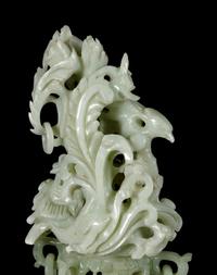 A Chinese Celadon Jade Model of a Pagoda
