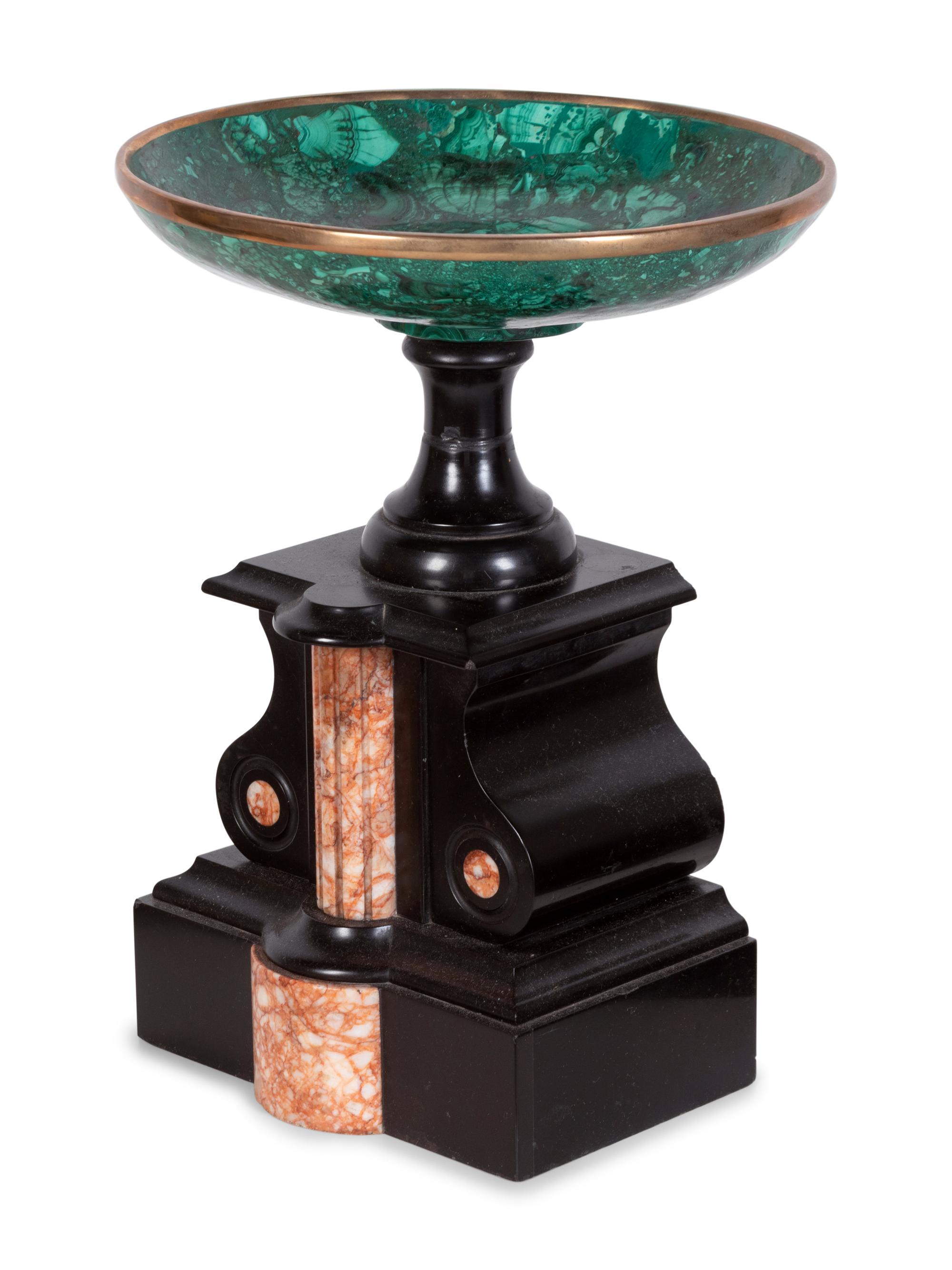 A Neoclassical Style Marble and Malachite Tazza