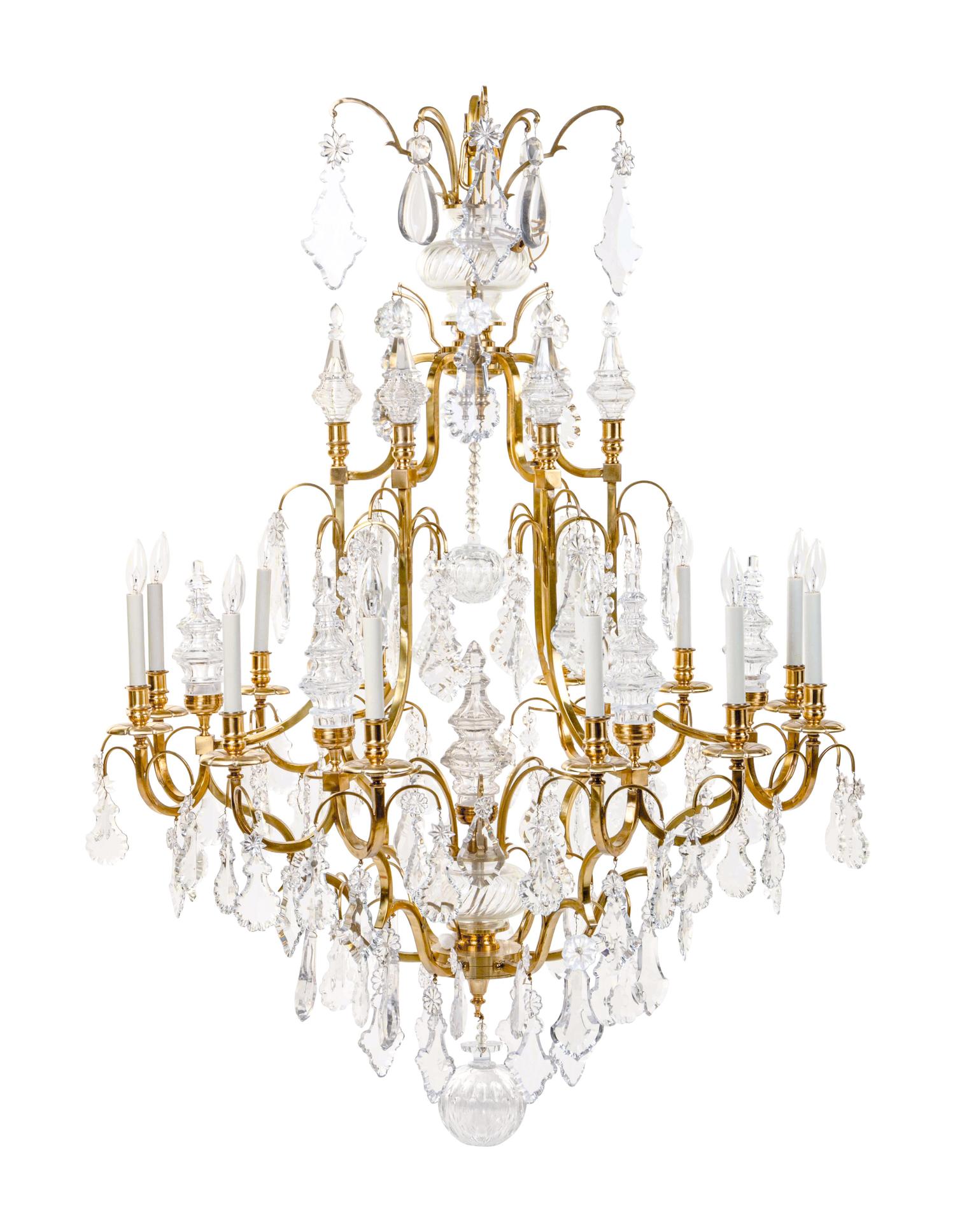 A French Gilt Metal Twelve-Light Chandelier