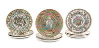 A Group of Twelve Chinese Export Rose Canton Porcelain Plates Diameter of each 8 3/8 inches. — 19TH CENTURY