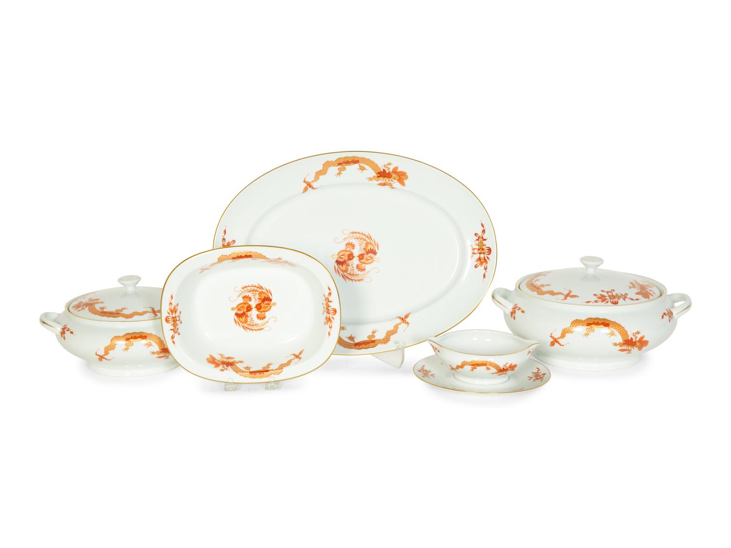 A Limoges Dragons Rouges Porcelain Service