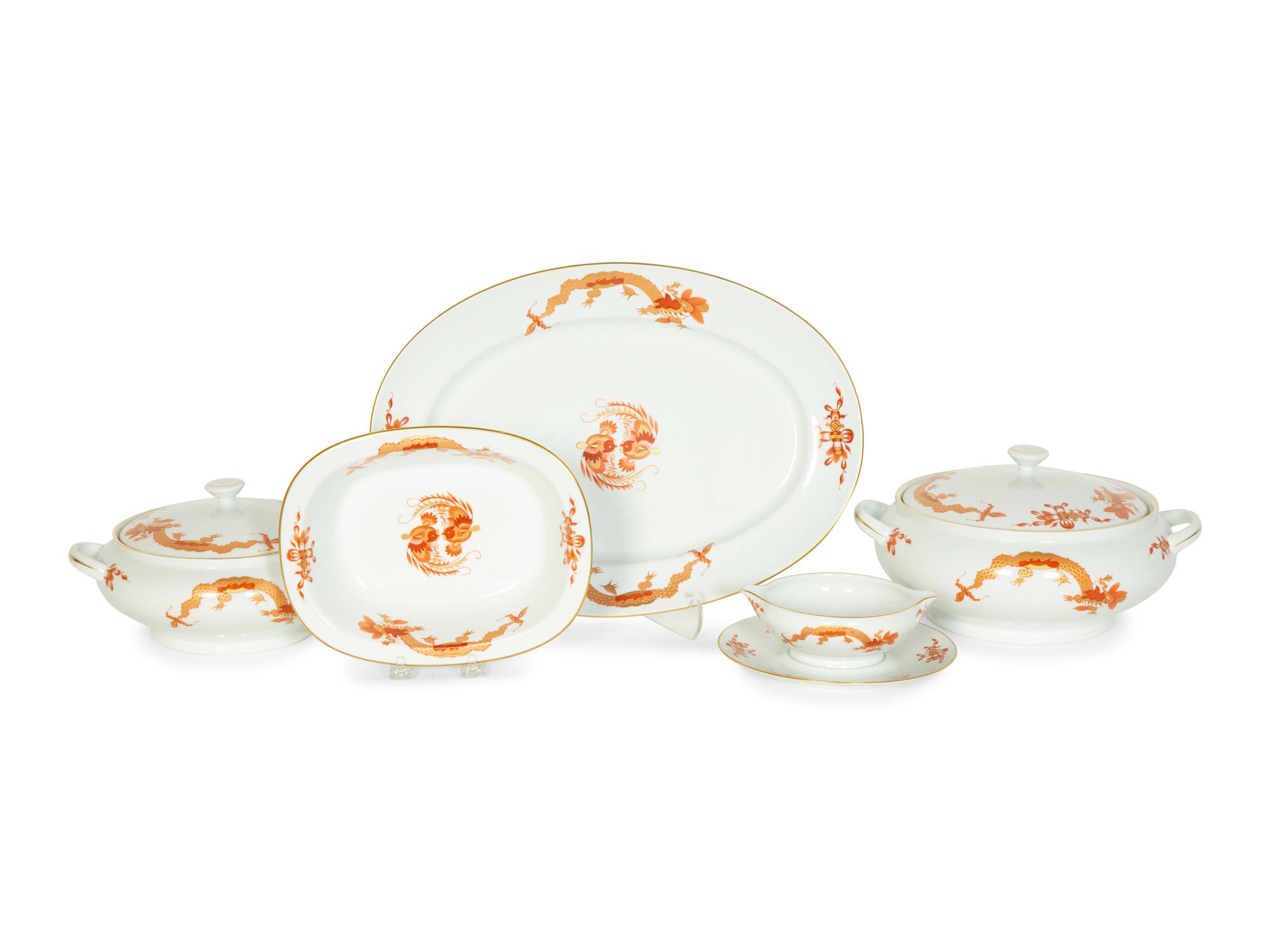 A Limoges Dragons Rouges Porcelain Service