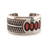 Cast Silver and Coral Cuff Bracelet