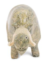 Inuit Carved Serpentine Stone Sculpture of a Muskox
