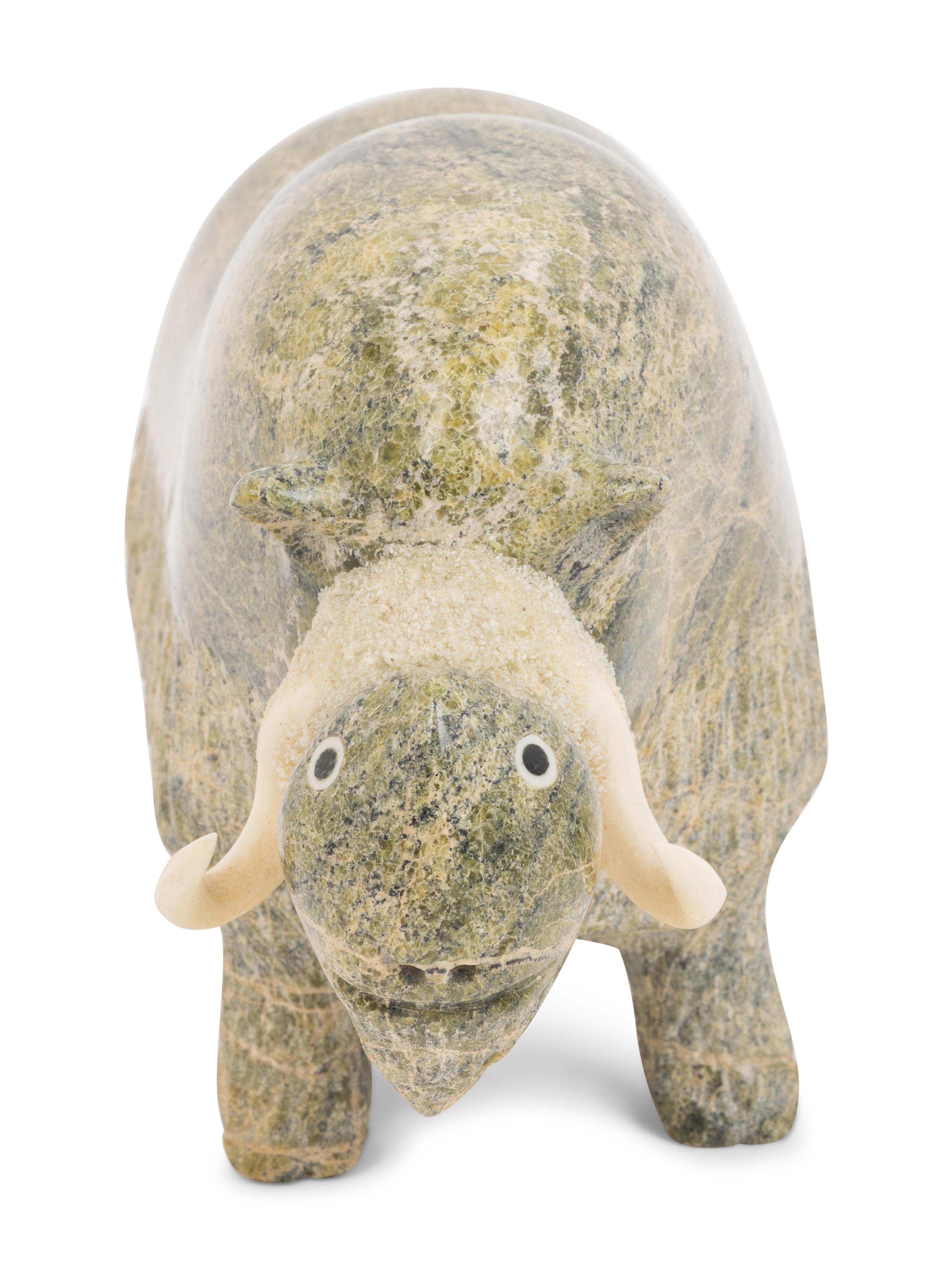 Inuit Carved Serpentine Stone Sculpture of a Muskox