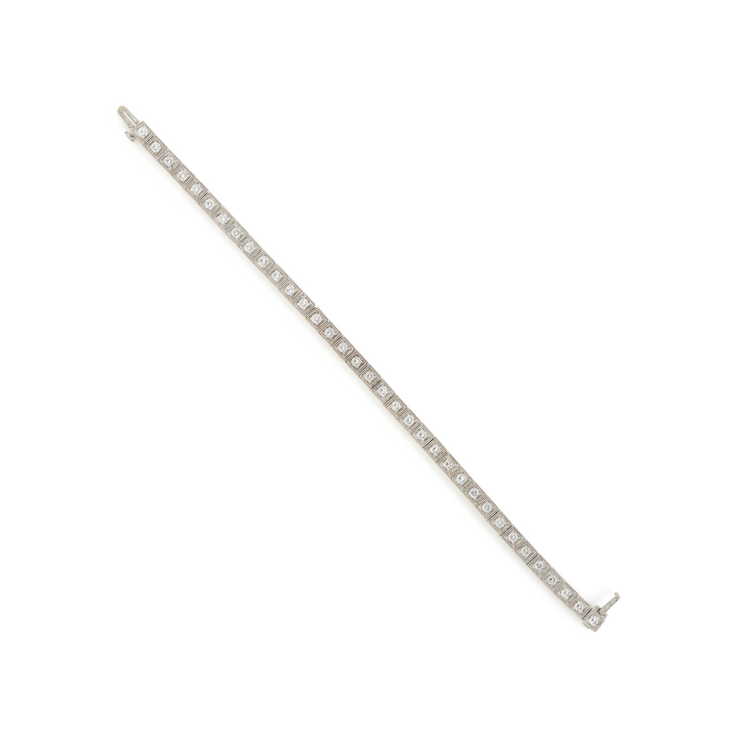 Diamond and White Gold Line Bracelet
